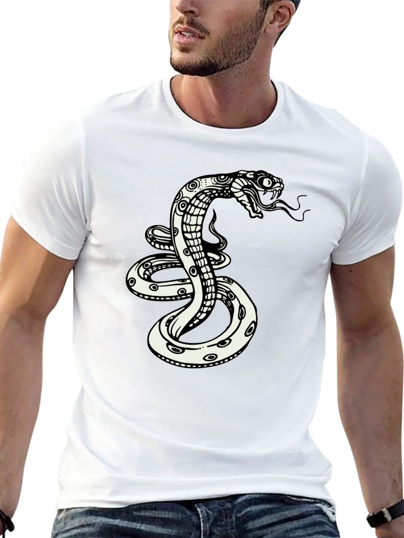 Snake Graphic Tee - Classic Black Cotton Blend