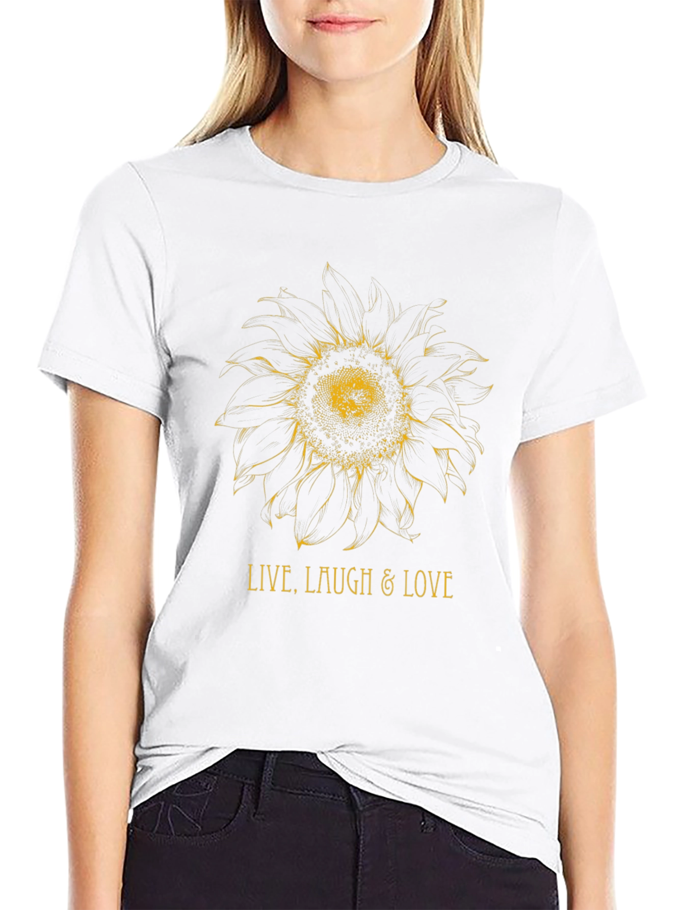 Sunflower Live Laugh Love Black Graphic Tee