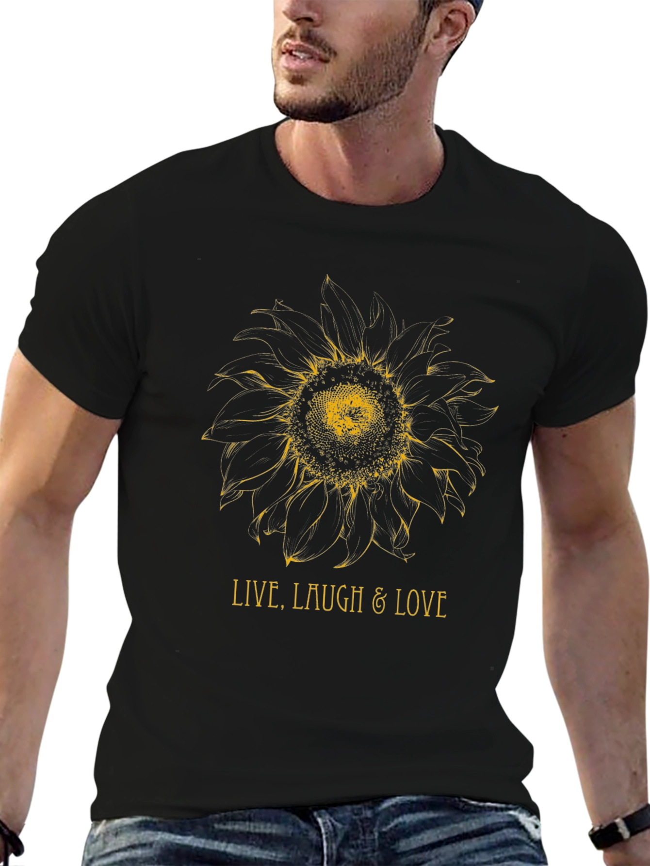 Sunflower Live Laugh Love Black Graphic Tee