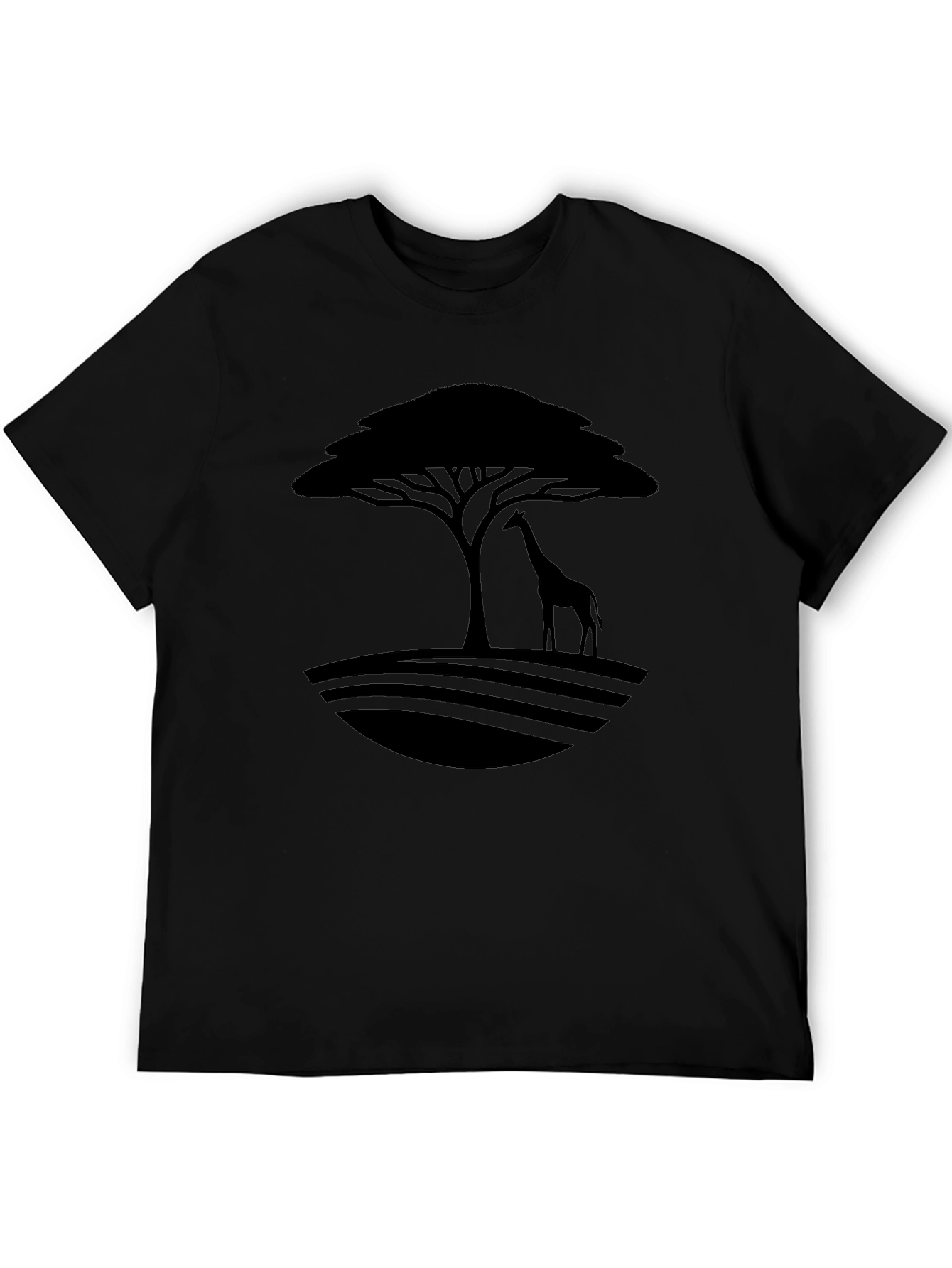 African Silhouette Mens Tee - Giraffe & Tree