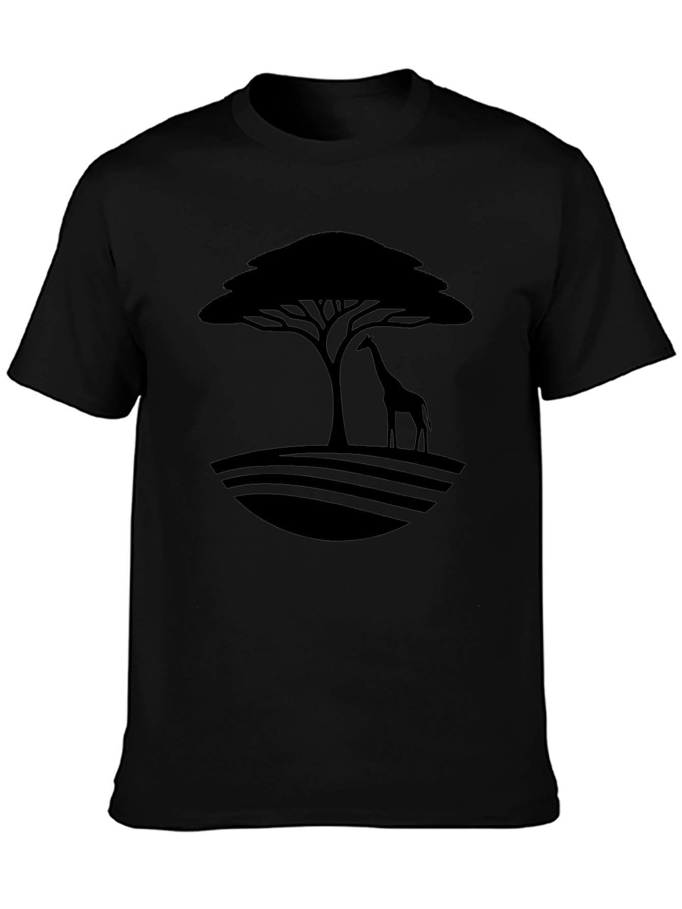 African Silhouette Mens Tee - Giraffe & Tree