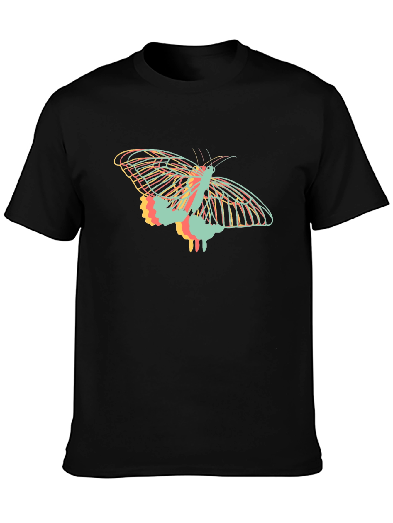 Abstract Butterfly Graphic Tee - Black