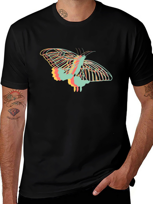 Abstract Butterfly Graphic Tee - Black