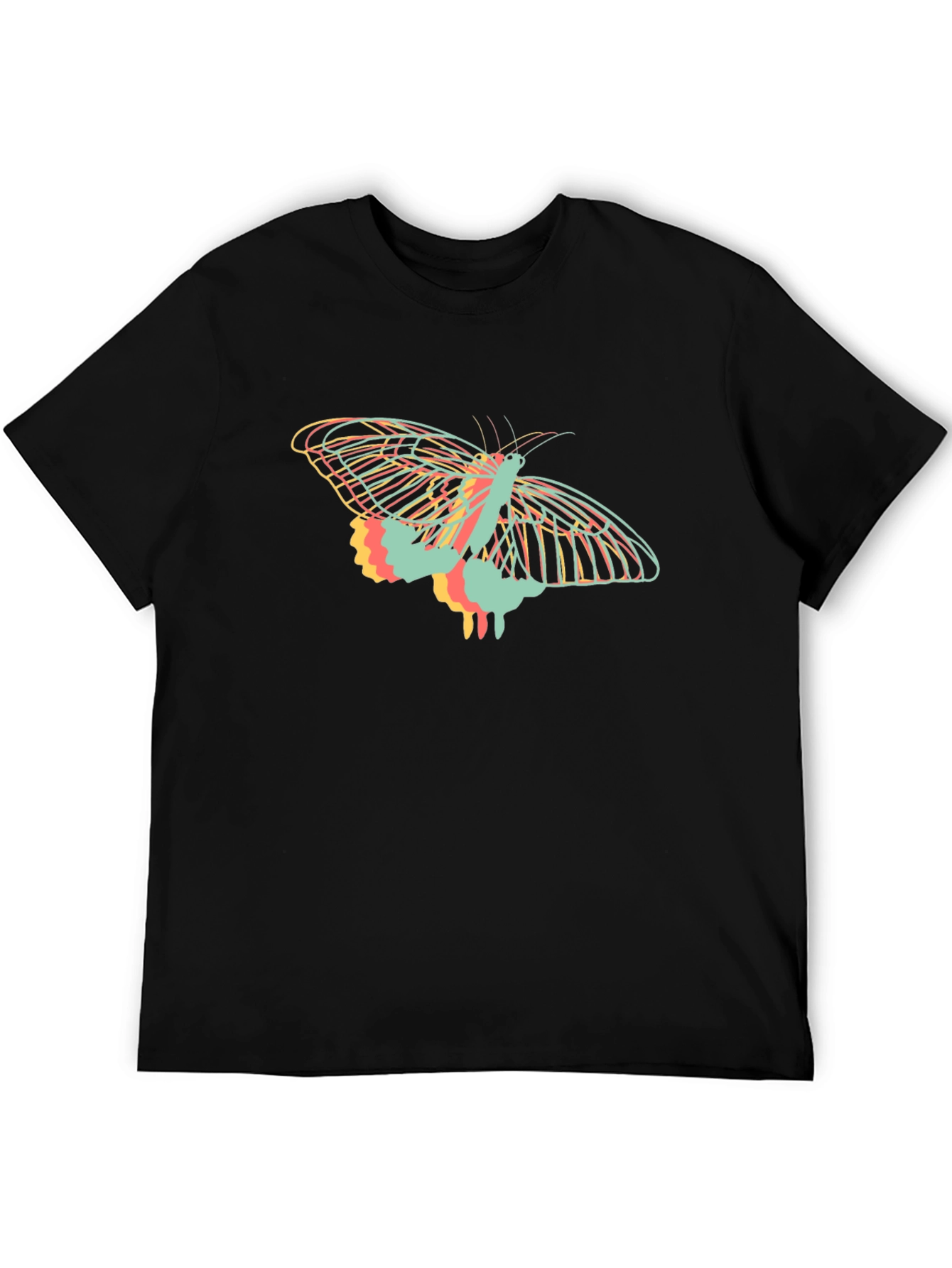 Abstract Butterfly Graphic Tee - Black