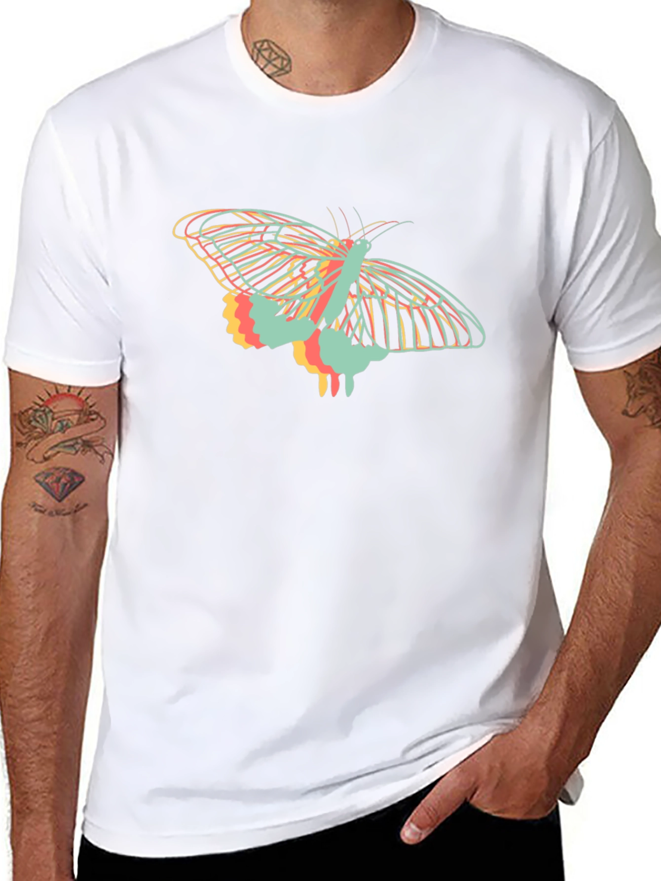 Abstract Butterfly Graphic Tee - Black