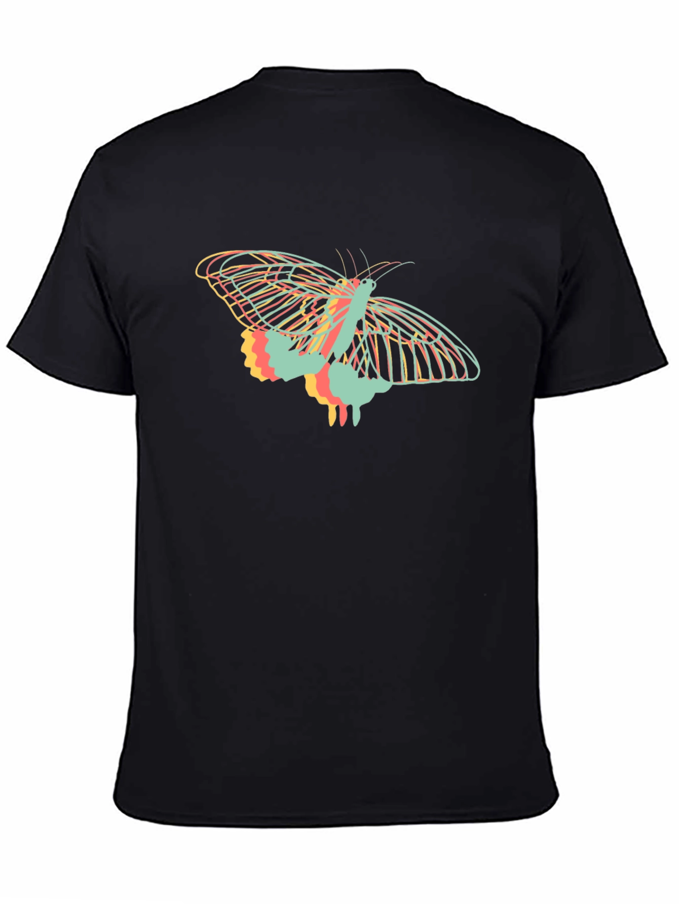 Abstract Butterfly Graphic Tee - Black