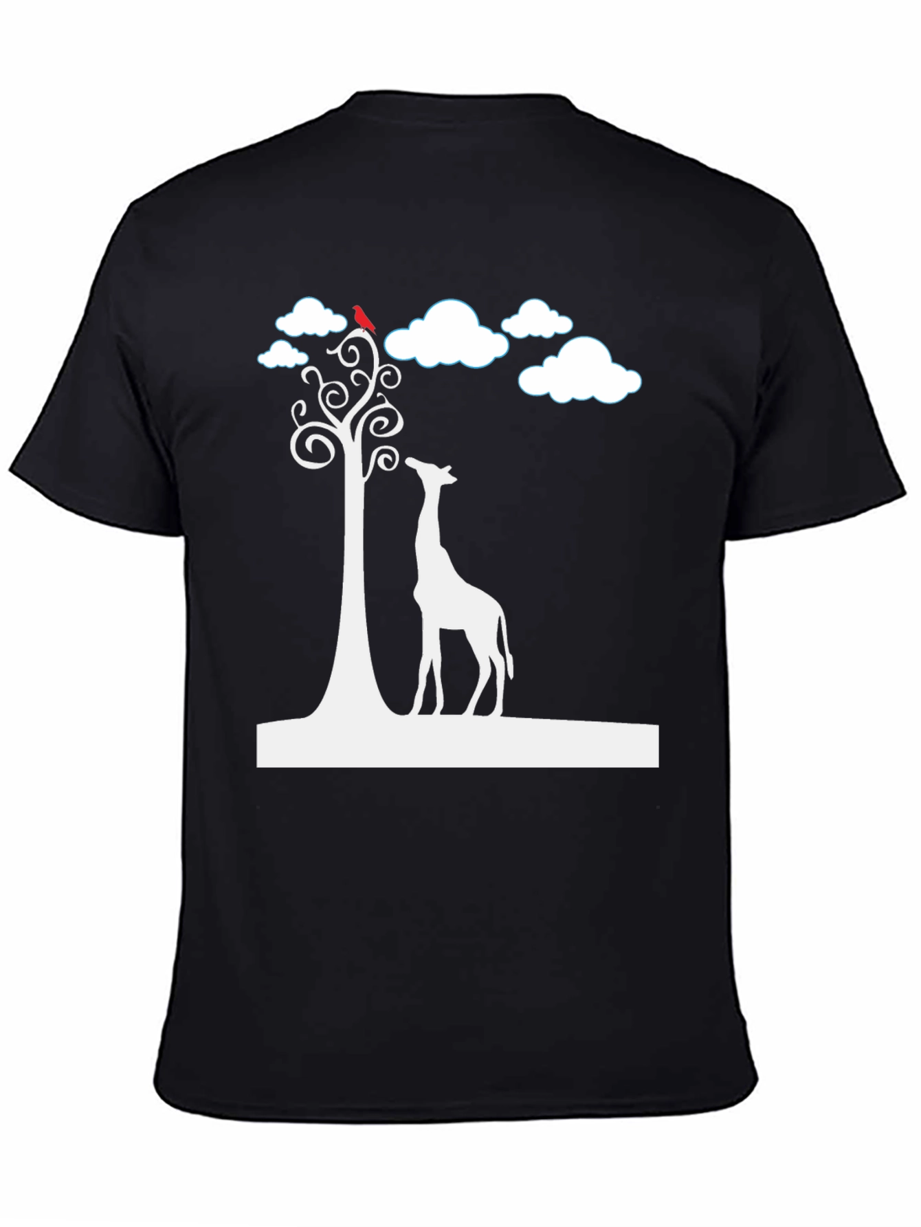 Giraffe & Tree Graphic Tee - Stylish Black T-Shirt
