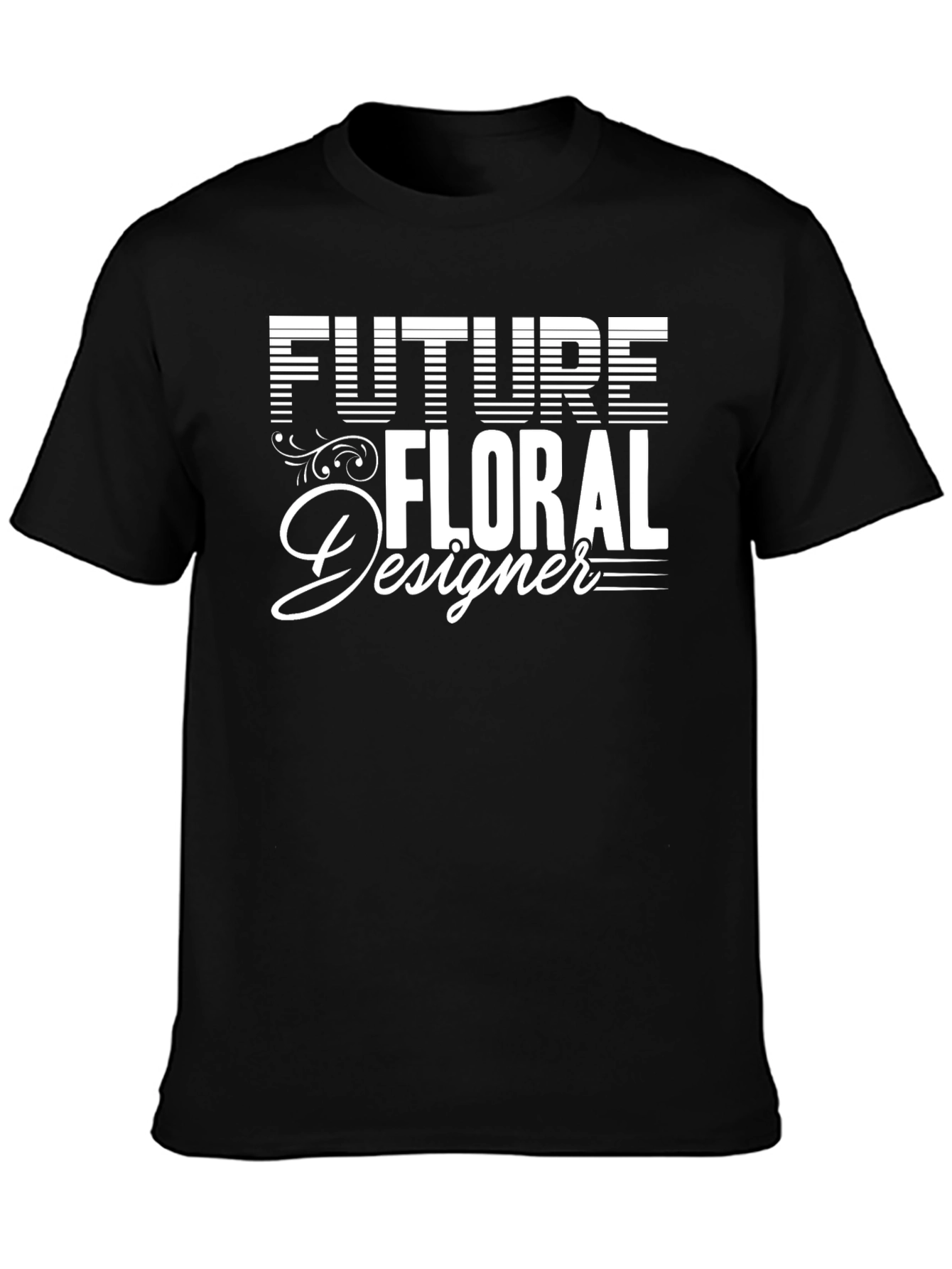 Future Floral Designer Black Graphic T-Shirt
