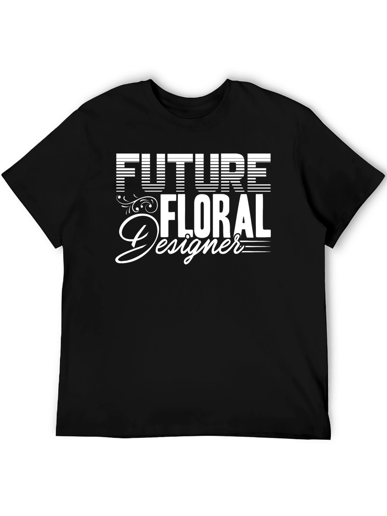 Future Floral Designer Black Graphic T-Shirt