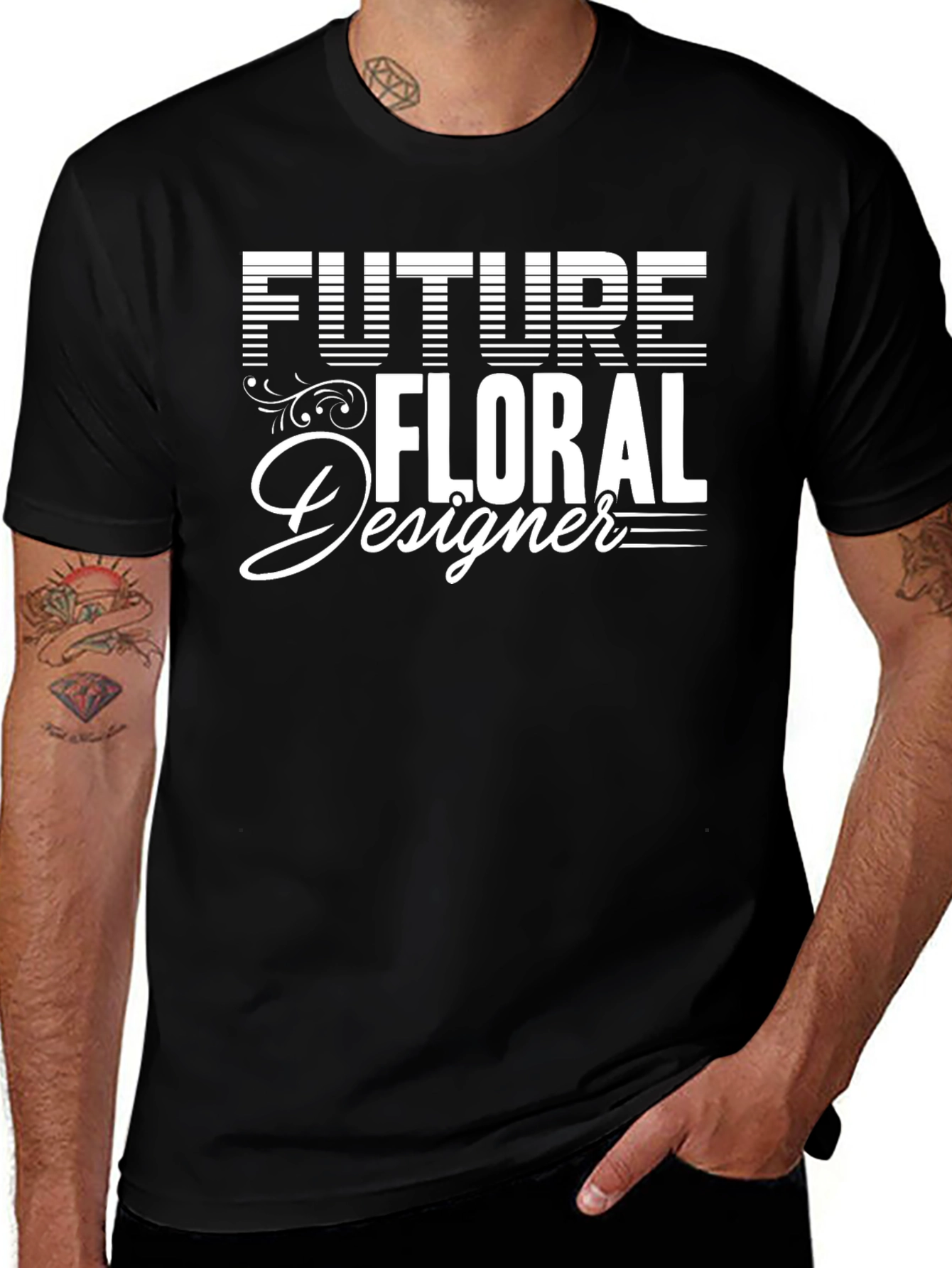 Future Floral Designer Black Graphic T-Shirt