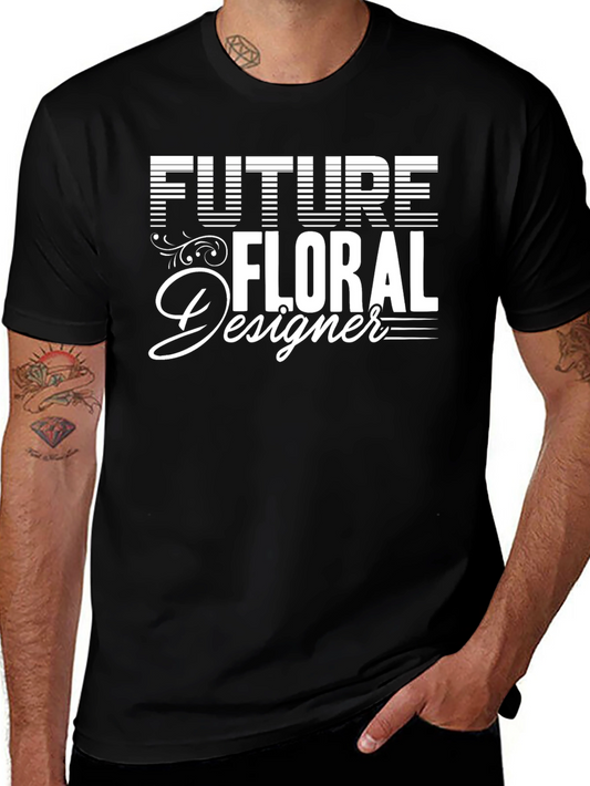 Future Floral Designer Black Graphic T-Shirt