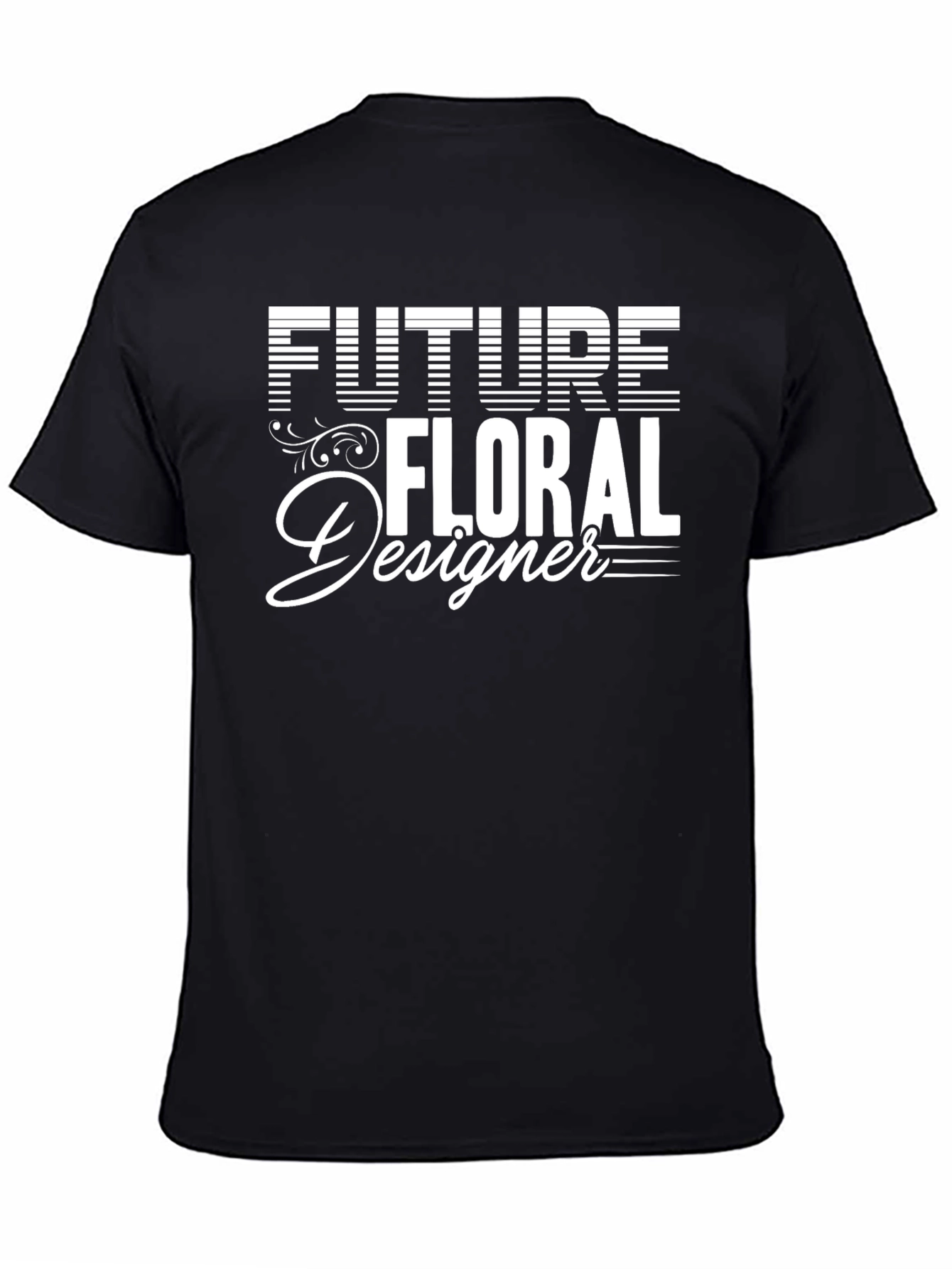 Future Floral Designer Black Graphic T-Shirt