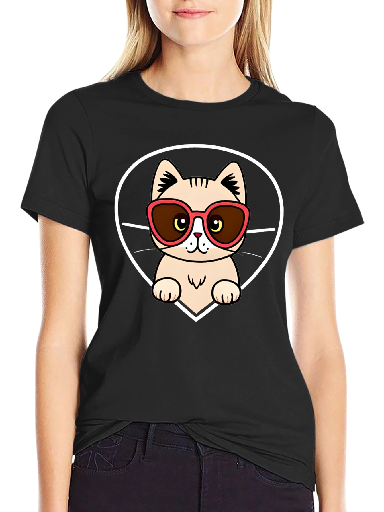 Cool Cat in Shades Graphic Tee - Black