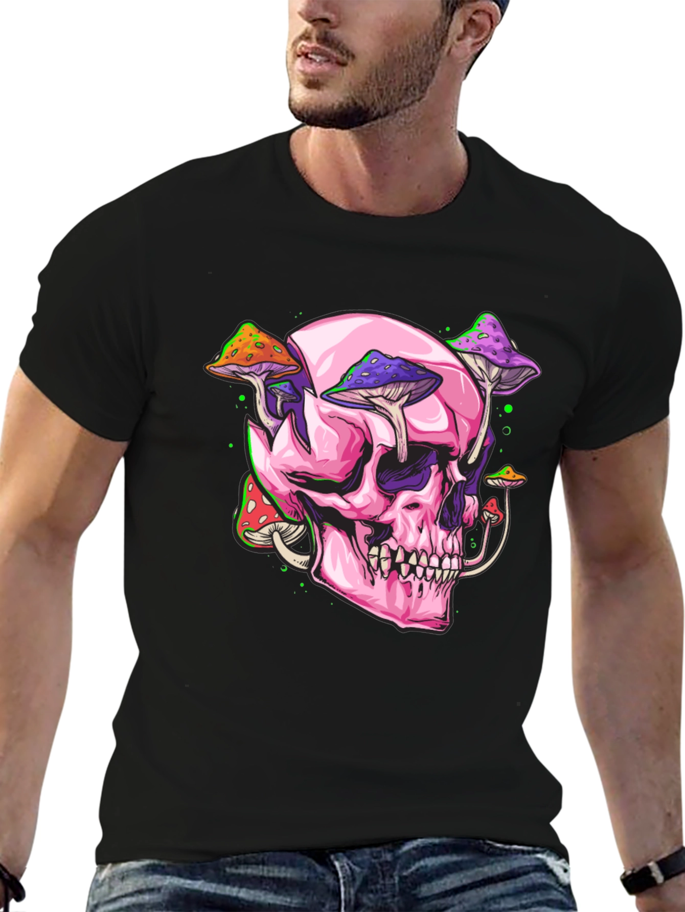 Skull and Mushroom Graphic Tee