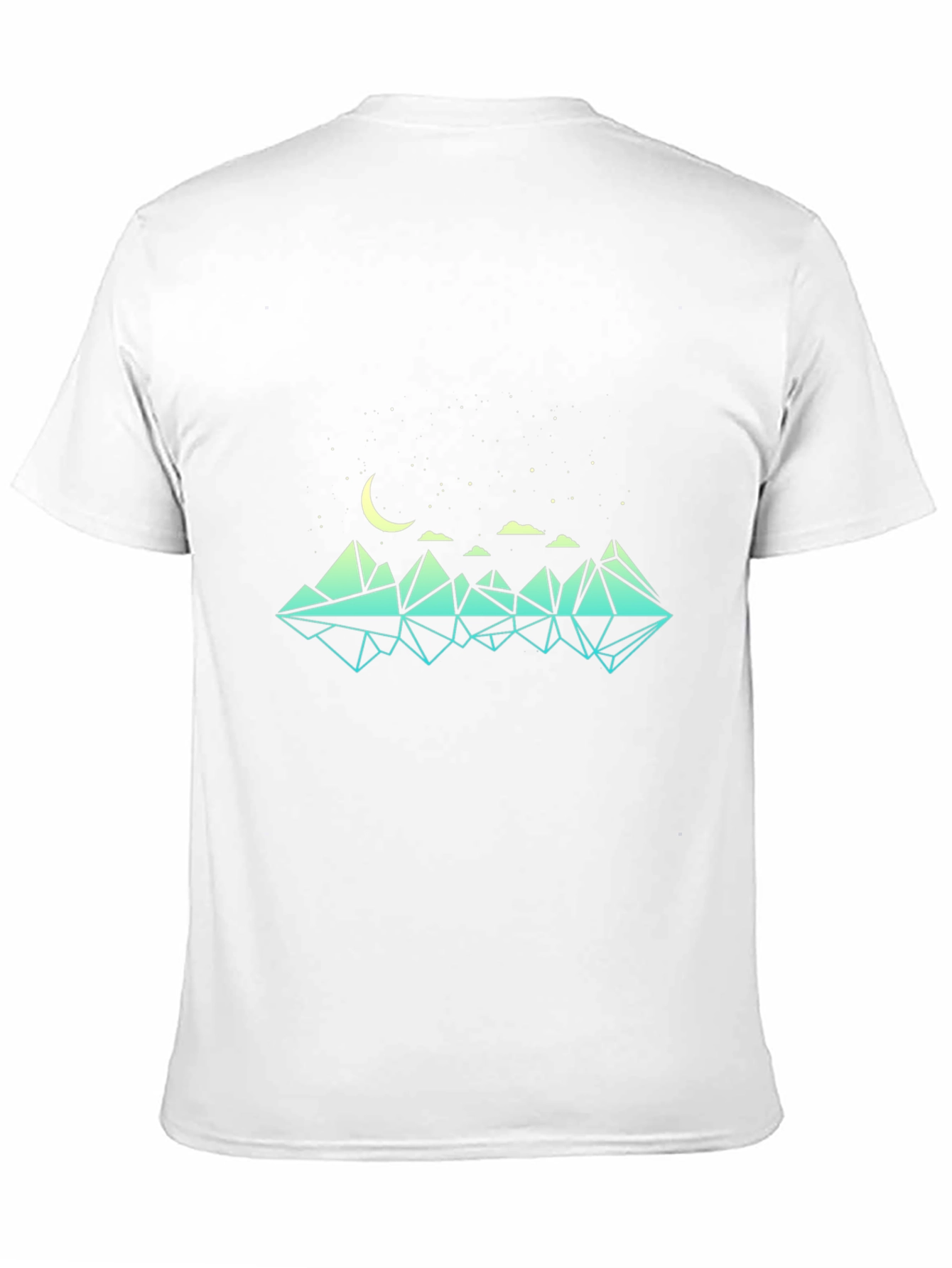 Geometric Mountain & Moon Graphic Black T-Shirt