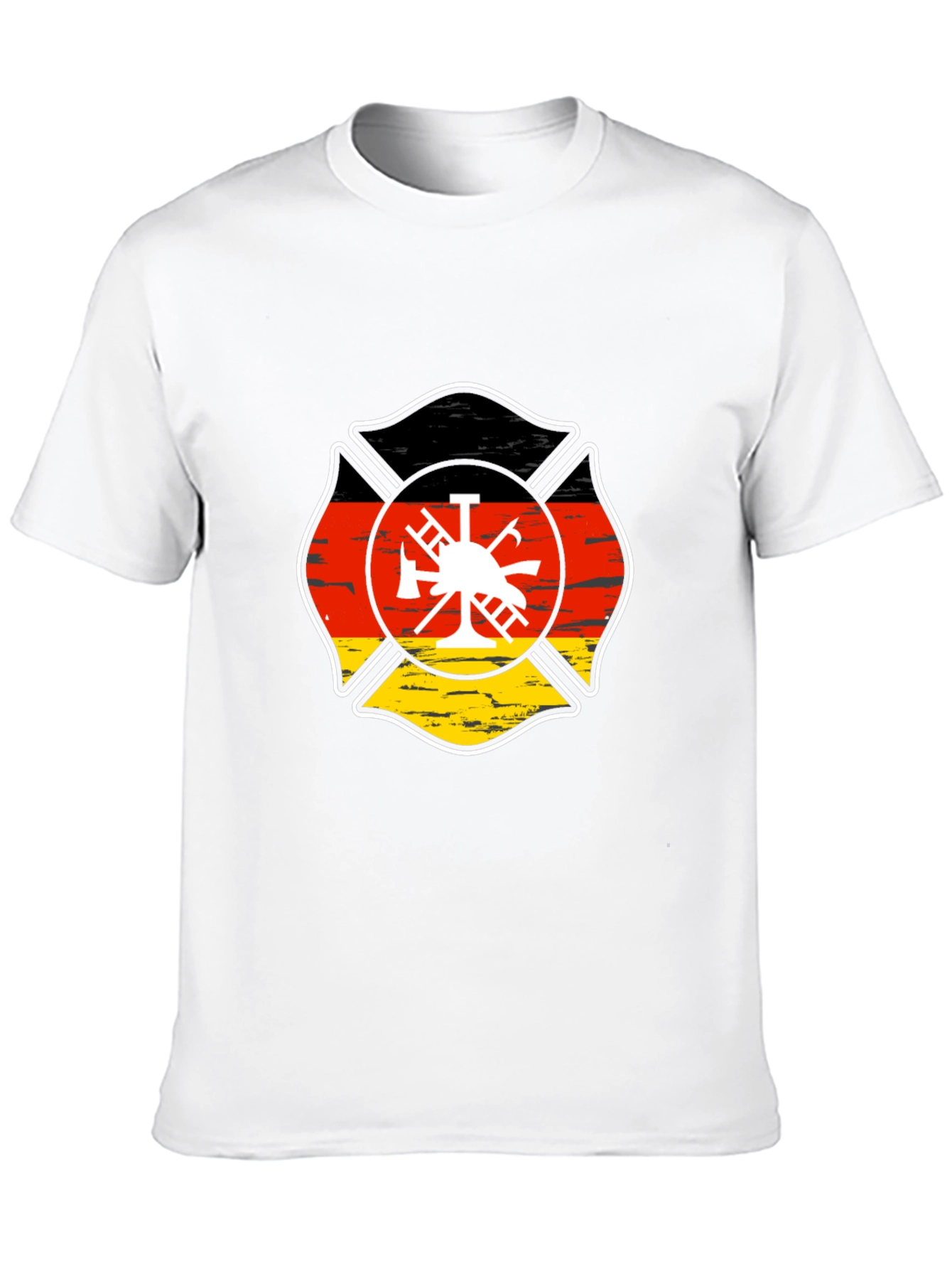 German Flag Firefighter Maltese Cross Black T-Shirt