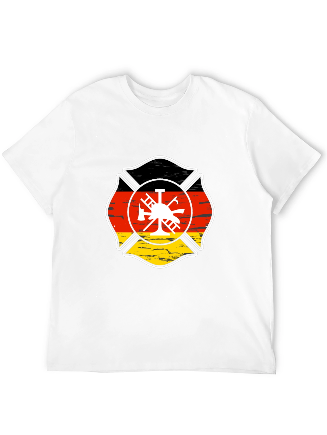 German Flag Firefighter Maltese Cross Black T-Shirt