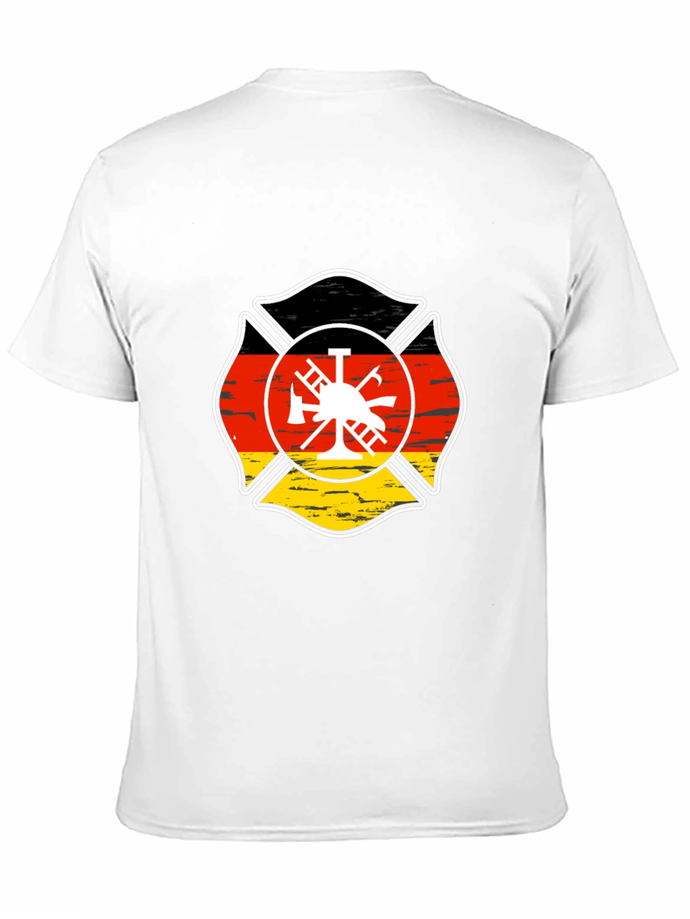 German Flag Firefighter Maltese Cross Black T-Shirt