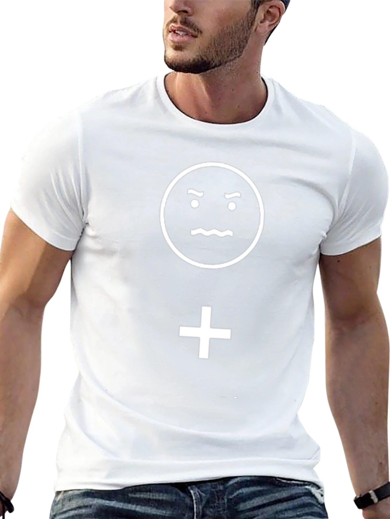 Emoticon Plus Sign Black Graphic Tee