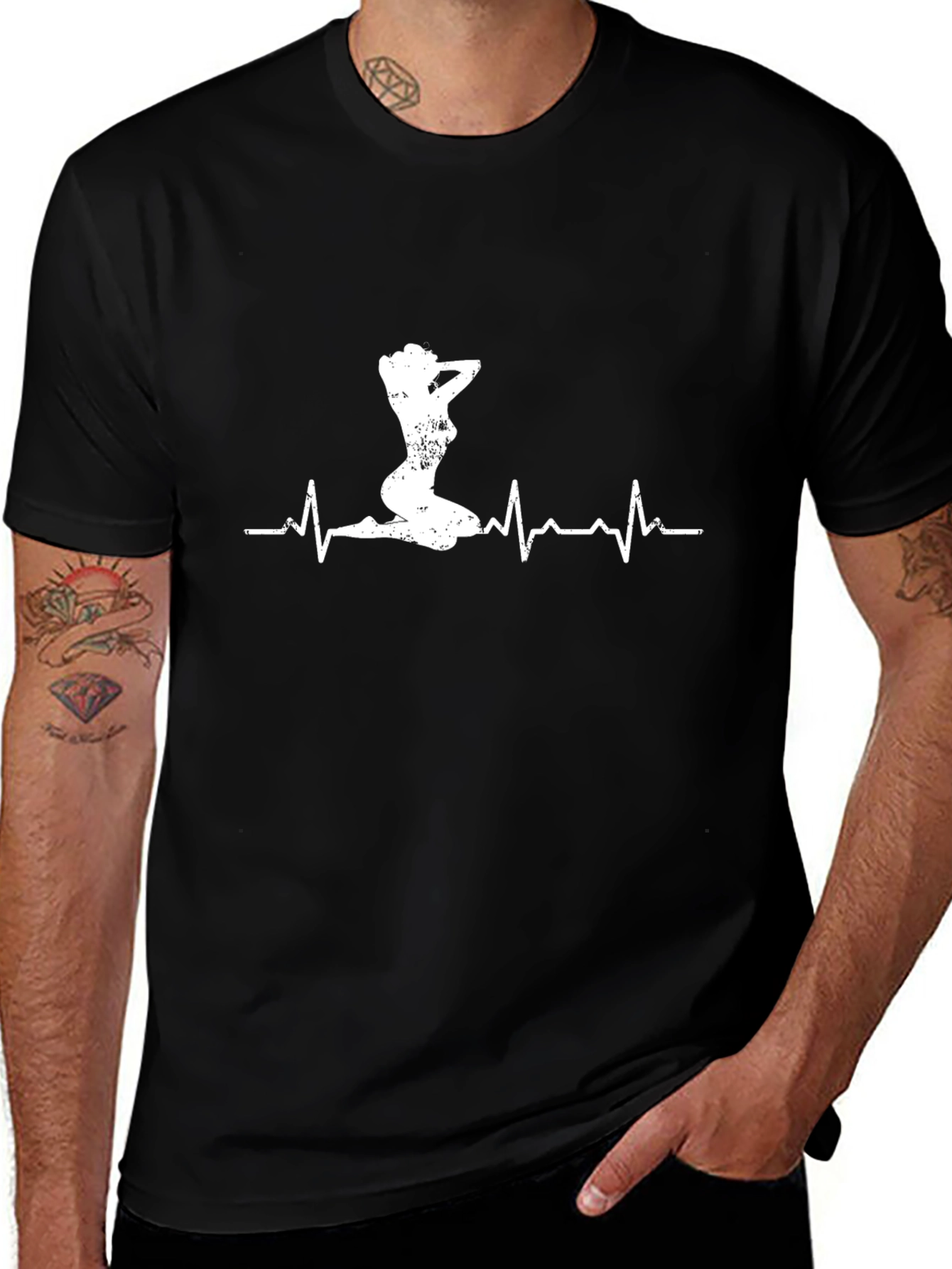 Heartbeat Pin-Up T-Shirt - Mens Graphic Tee