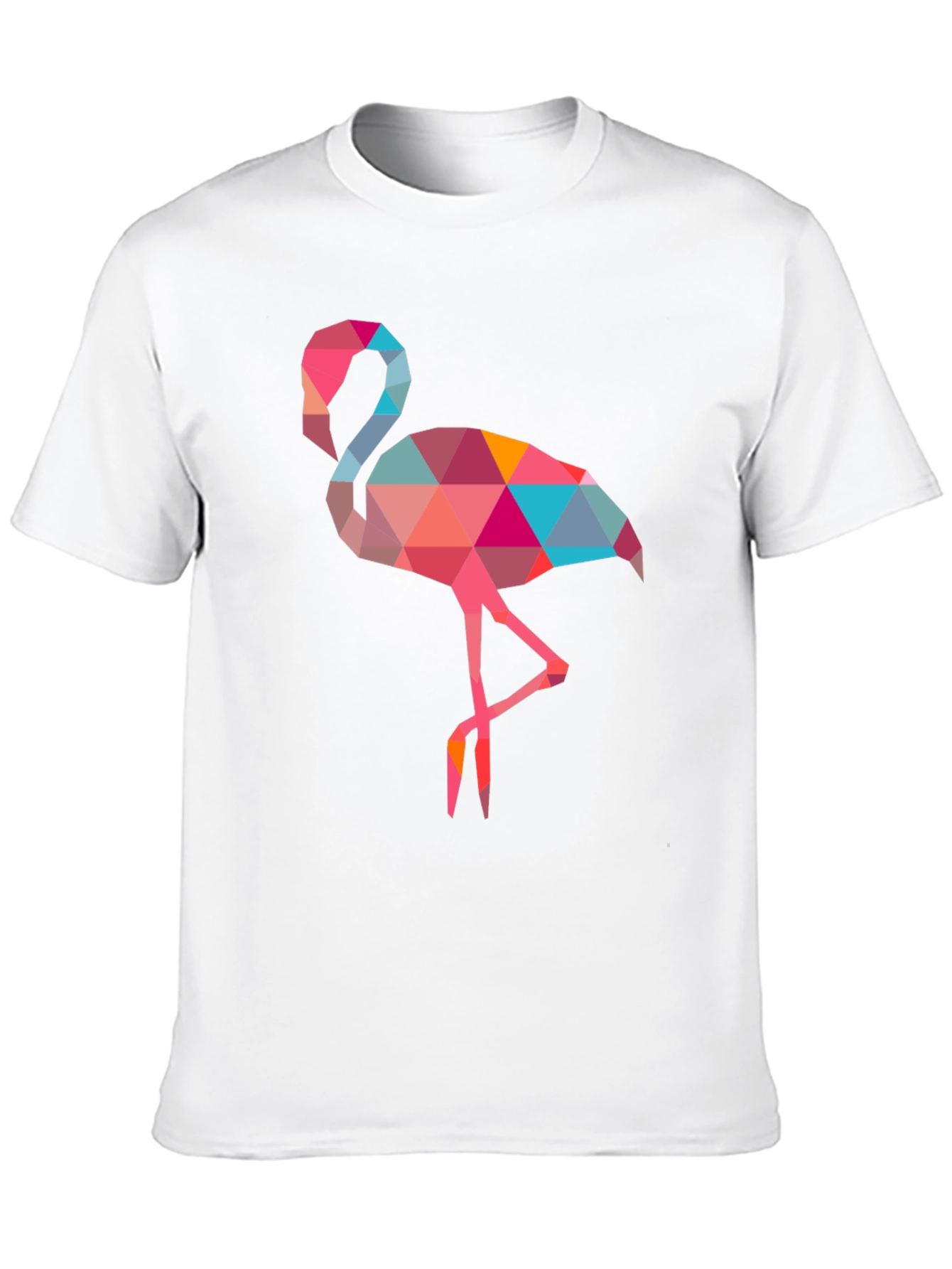 Geometric Flamingo Tee - Unique Poly Art Design