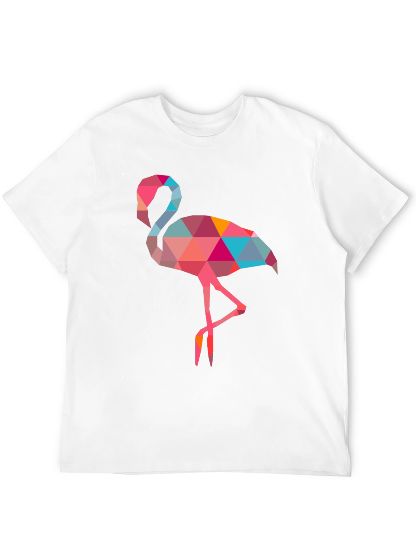 Geometric Flamingo Tee - Unique Poly Art Design