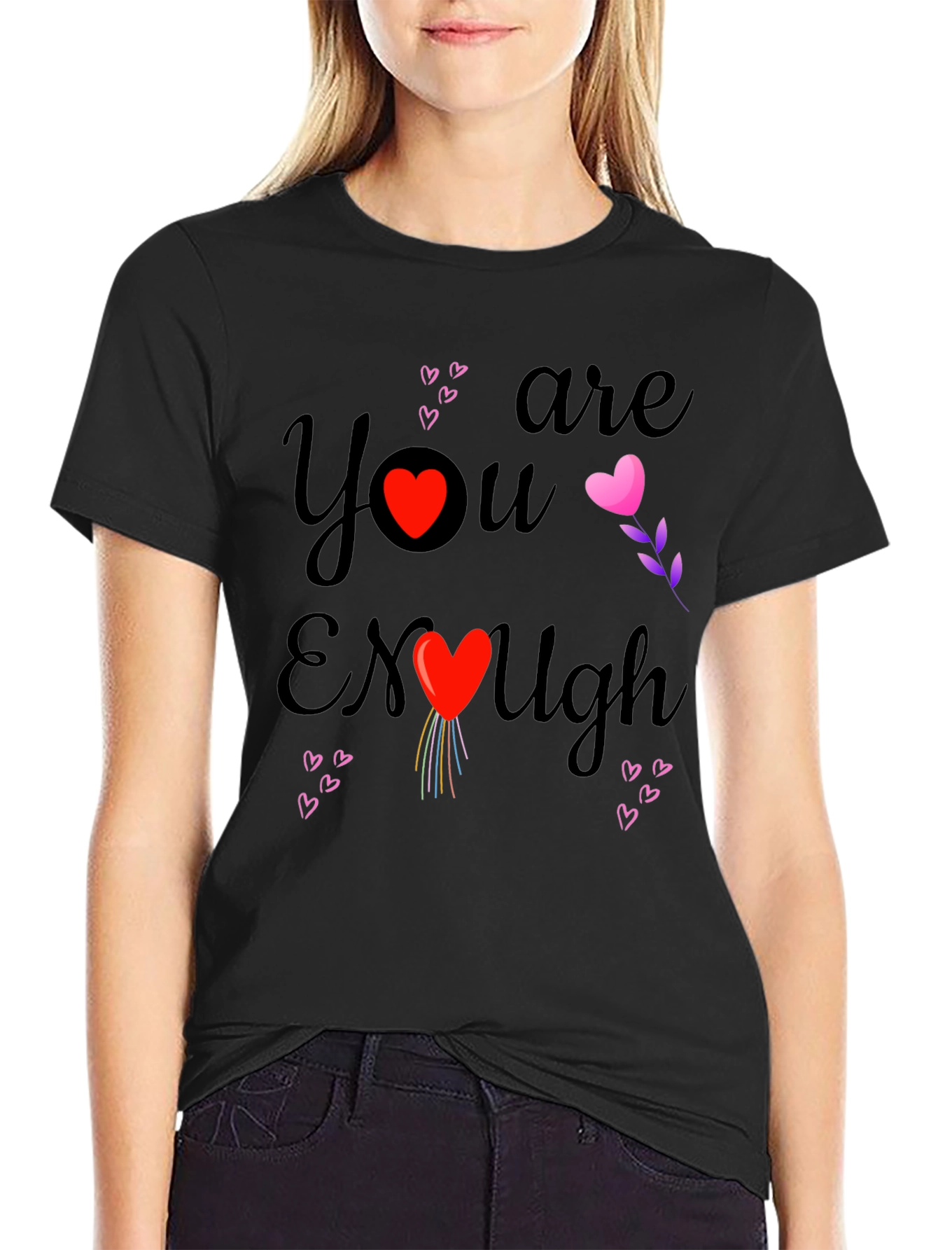 You Are Enough Heart Graphic Tee Shirt
