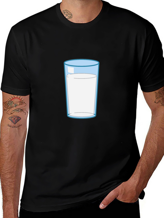 Glass of Milk Graphic Tee - Soft Black Cotton Blend