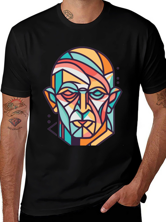 Abstract Geometric Face Graphic Print T-Shirt