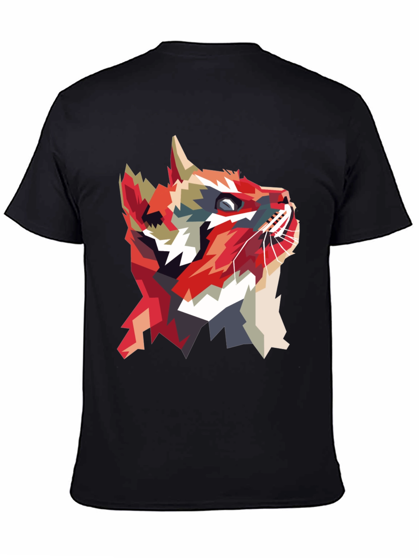 Geometric Cat Graphic T-Shirt - Abstract Animal Print