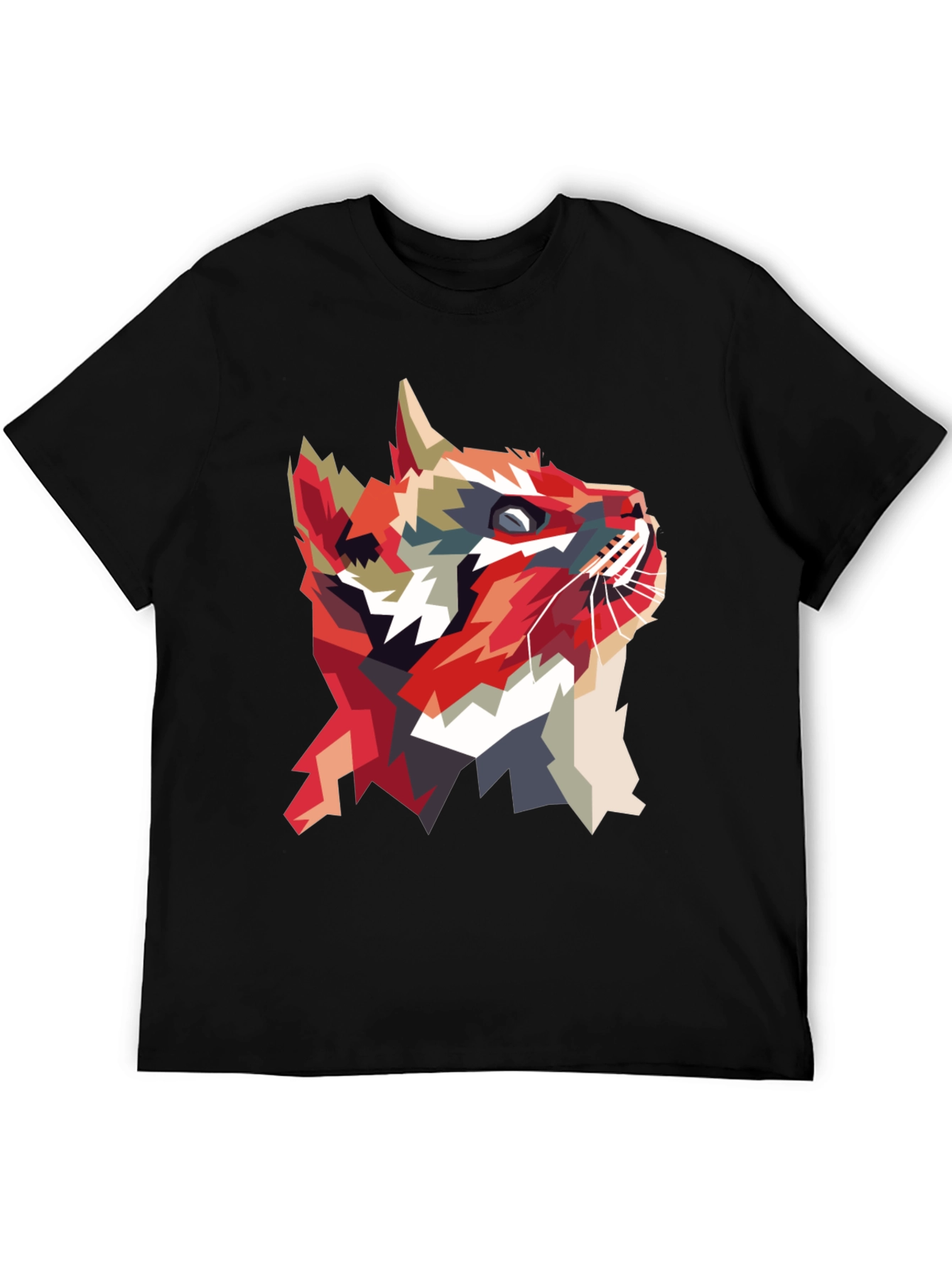 Geometric Cat Graphic T-Shirt - Abstract Animal Print