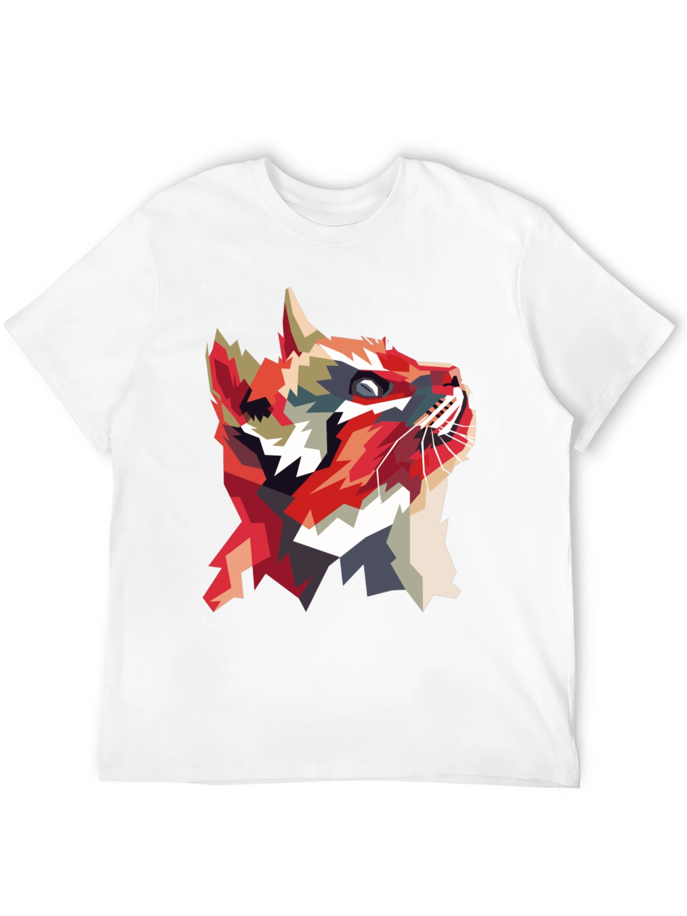Geometric Cat Graphic T-Shirt - Abstract Animal Print