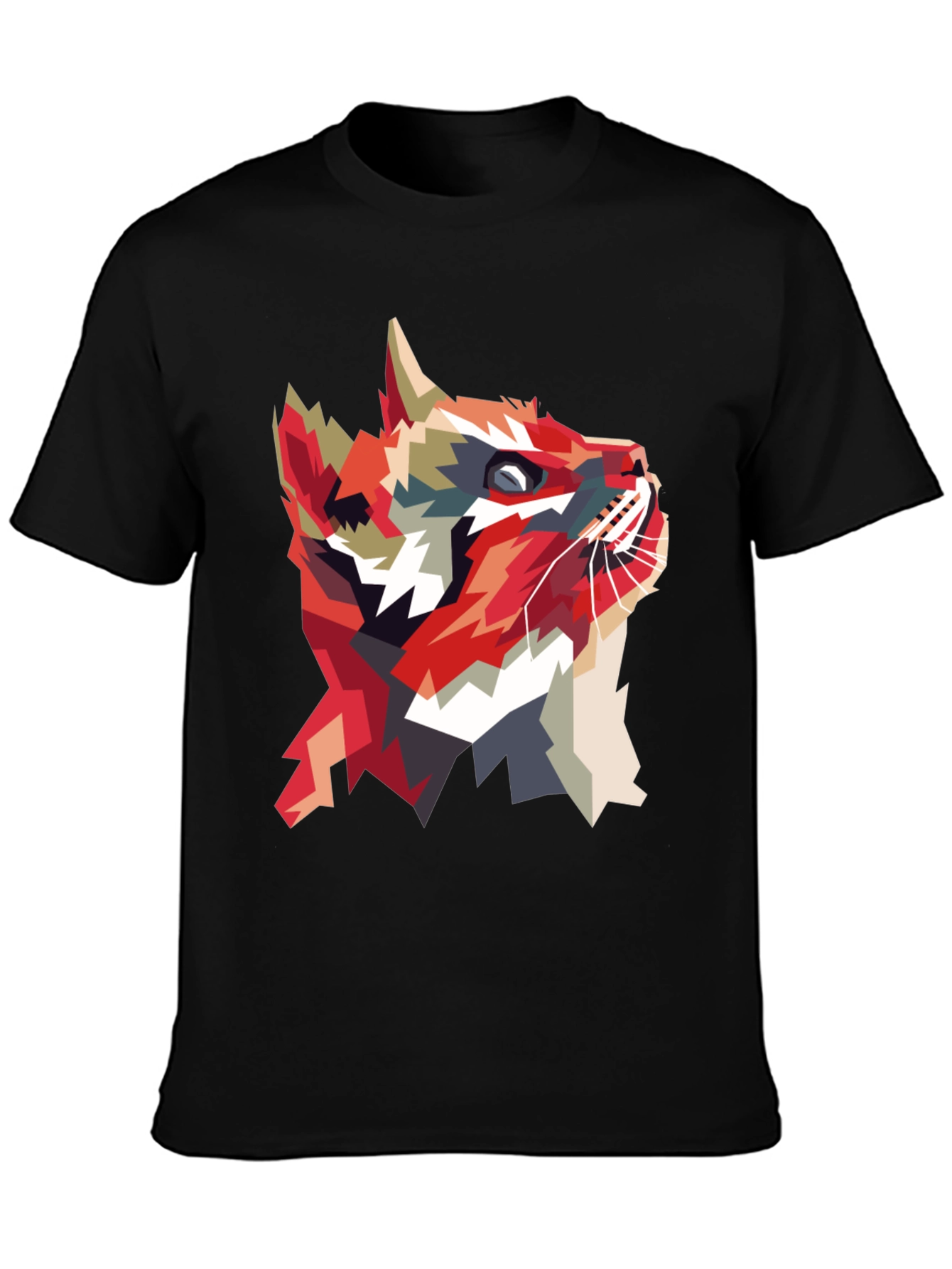 Geometric Cat Graphic T-Shirt - Abstract Animal Print
