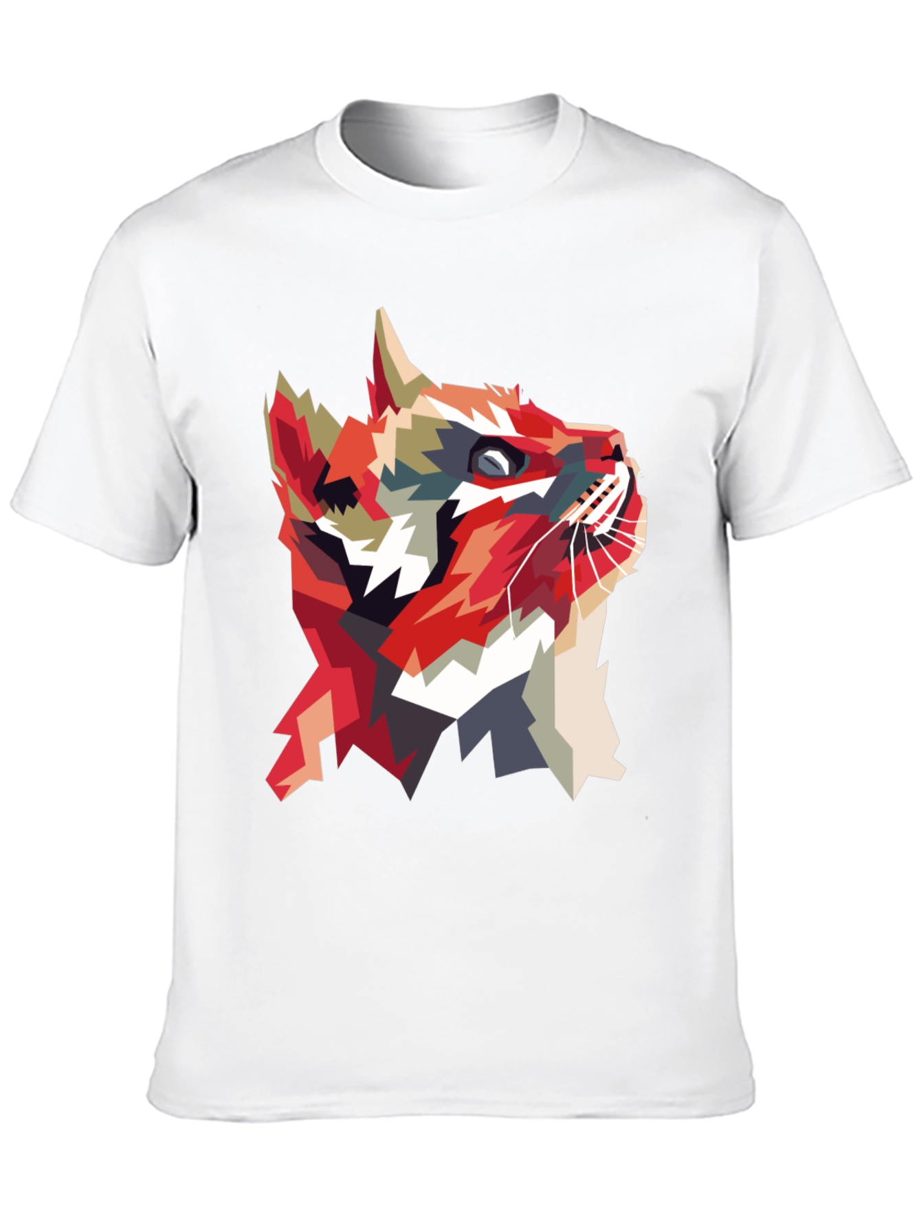 Geometric Cat Graphic T-Shirt - Abstract Animal Print