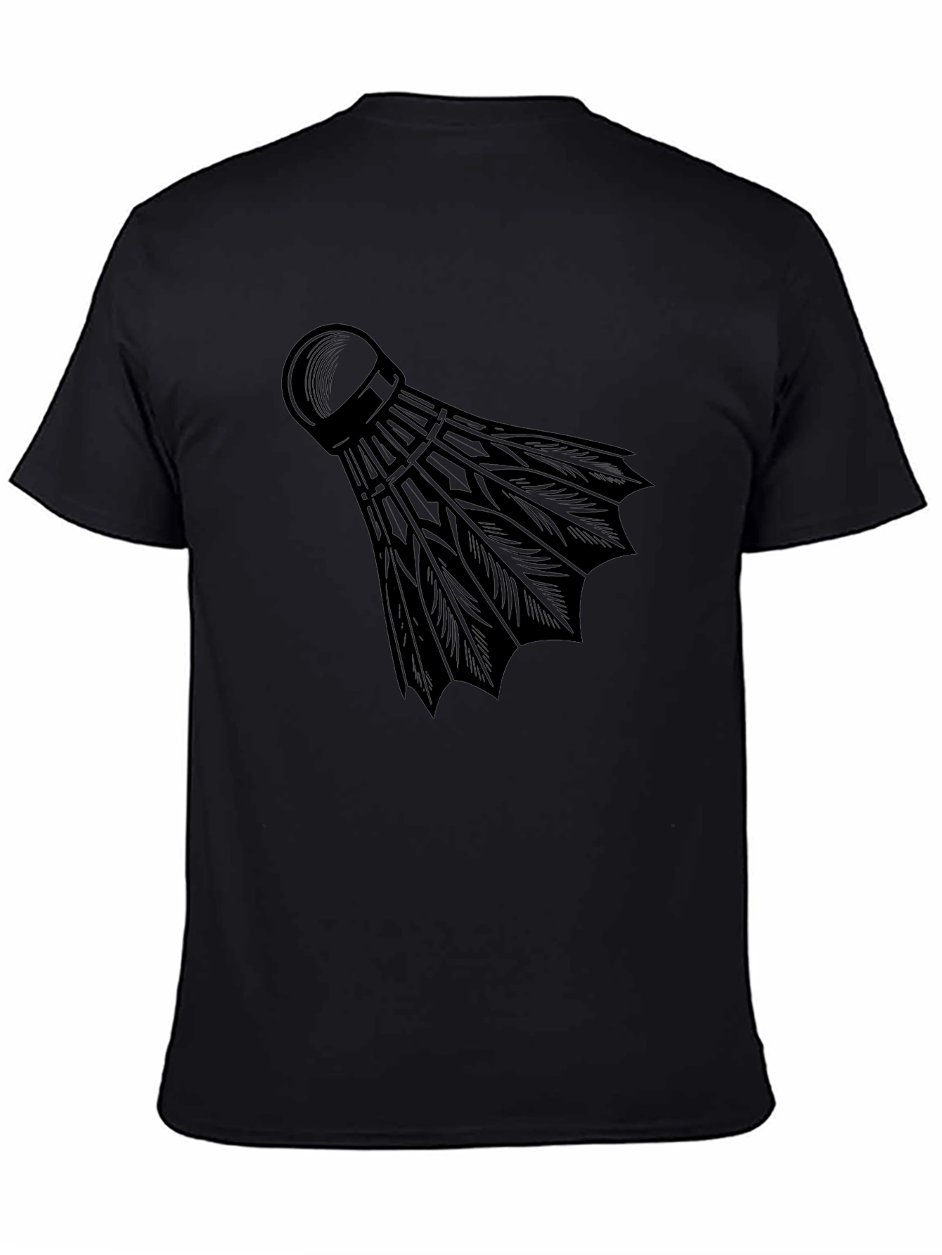 Mens Black Badminton Shuttlecock Graphic T-Shirt