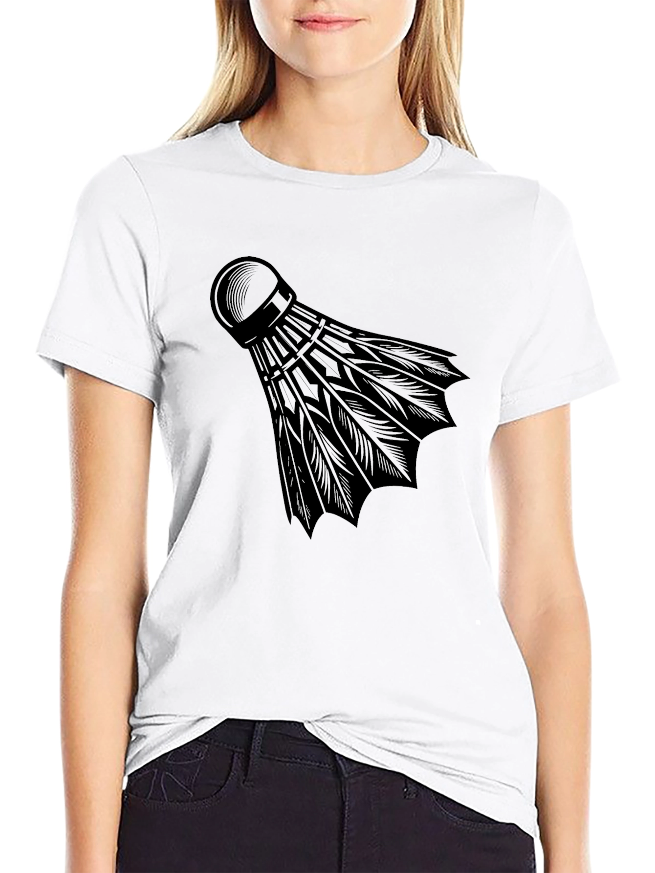 Mens Black Badminton Shuttlecock Graphic T-Shirt