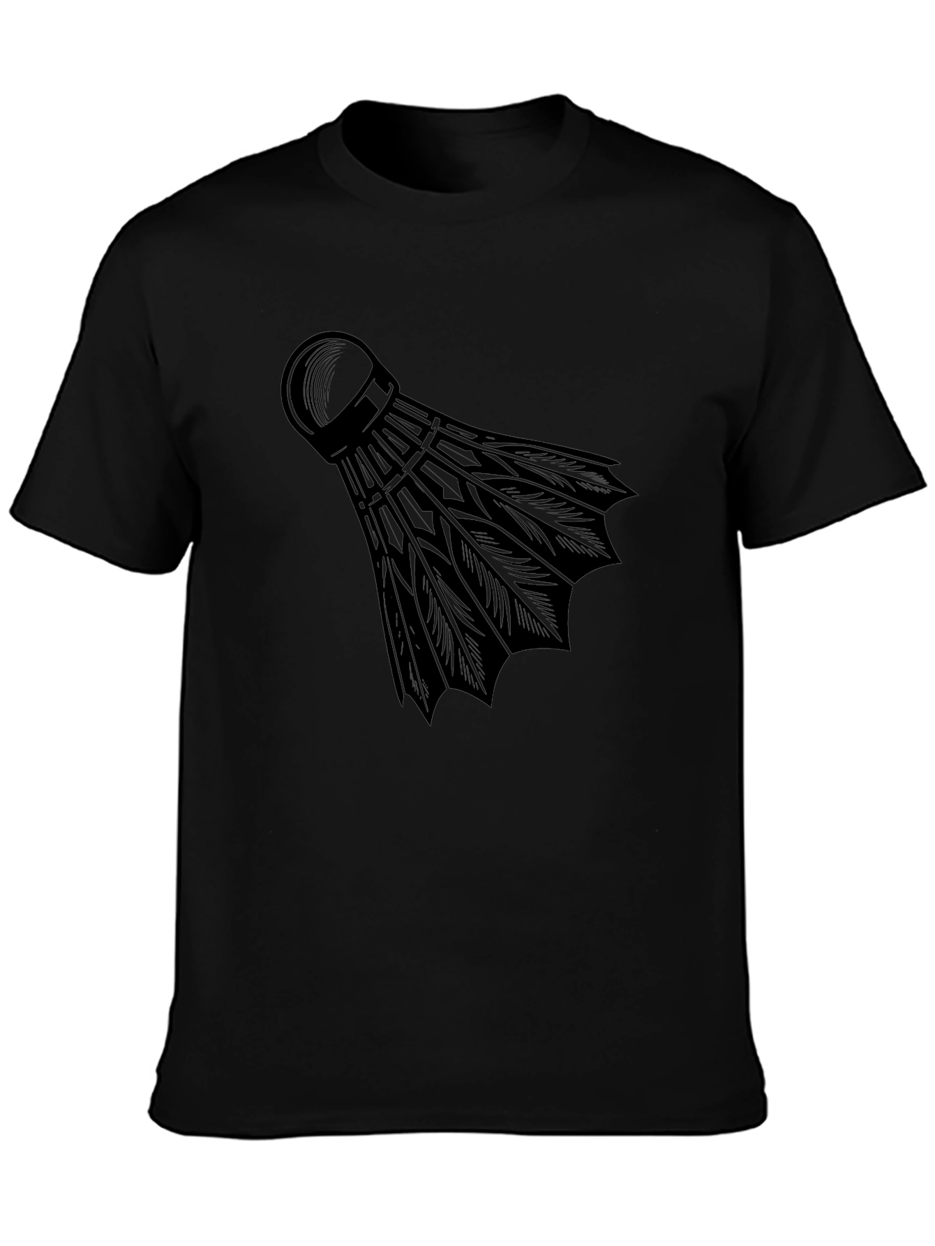 Mens Black Badminton Shuttlecock Graphic T-Shirt