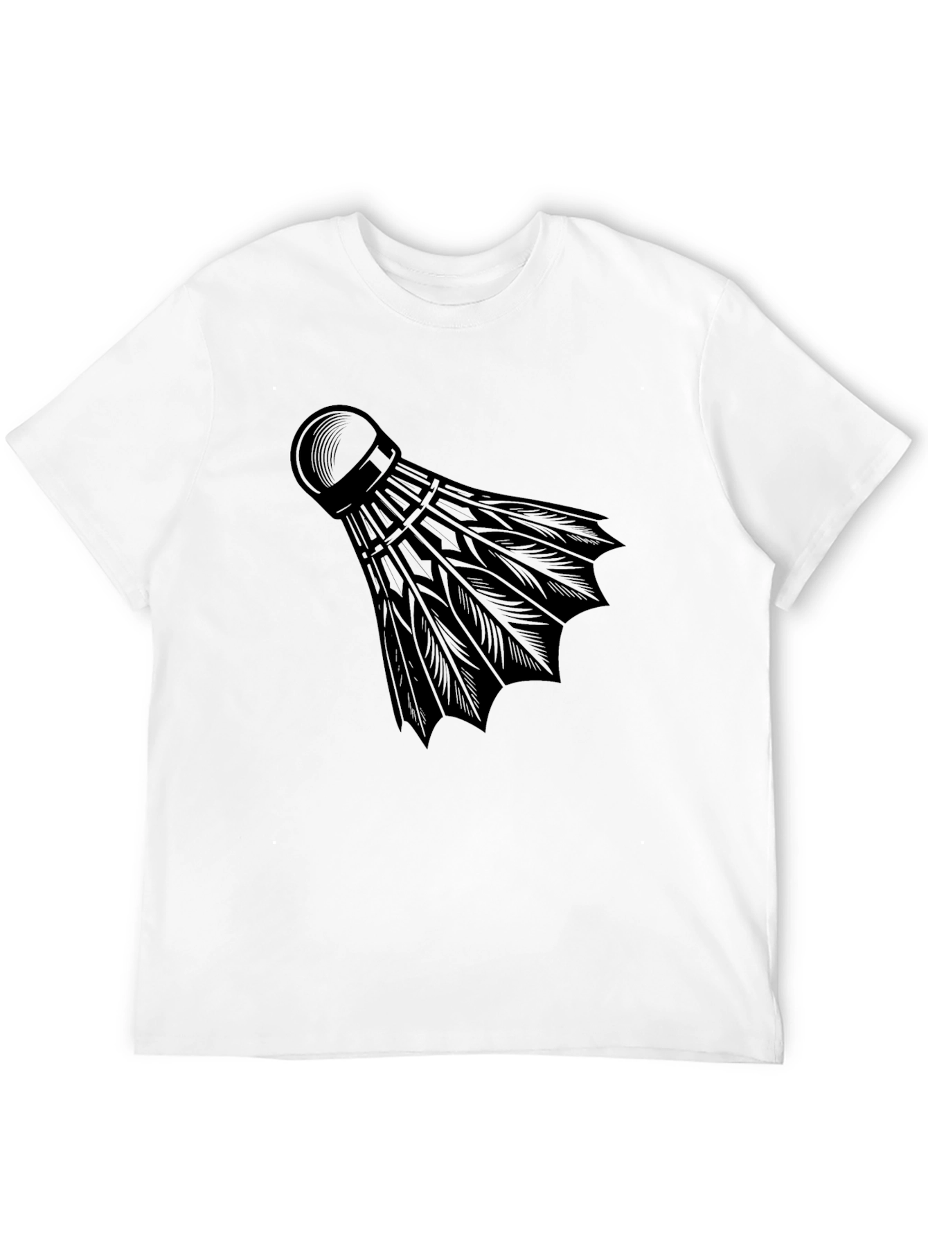 Mens Black Badminton Shuttlecock Graphic T-Shirt