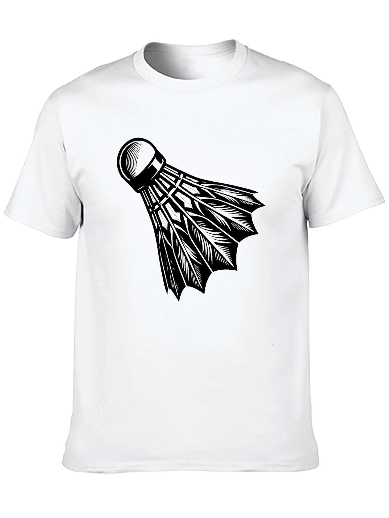 Mens Black Badminton Shuttlecock Graphic T-Shirt