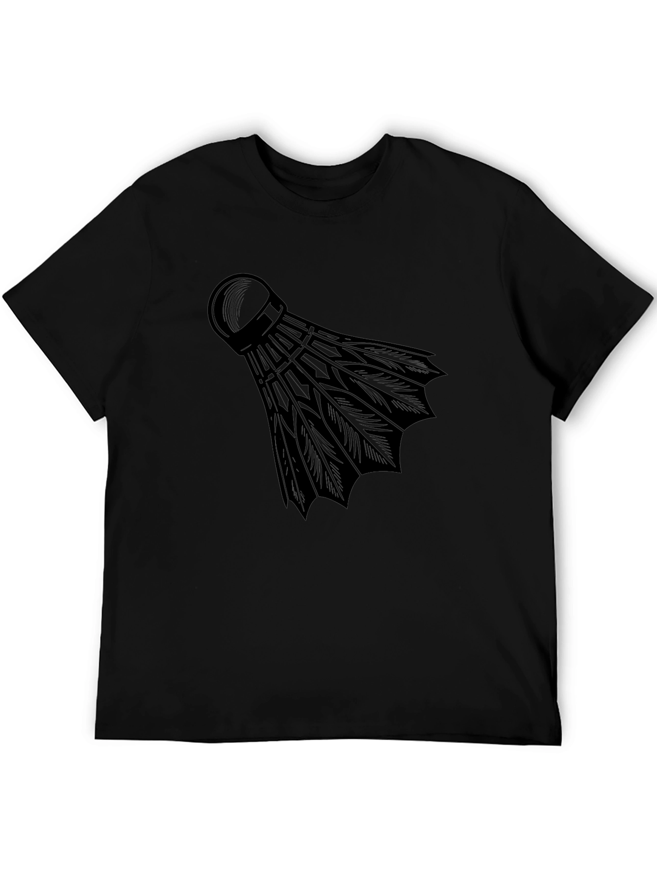 Mens Black Badminton Shuttlecock Graphic T-Shirt
