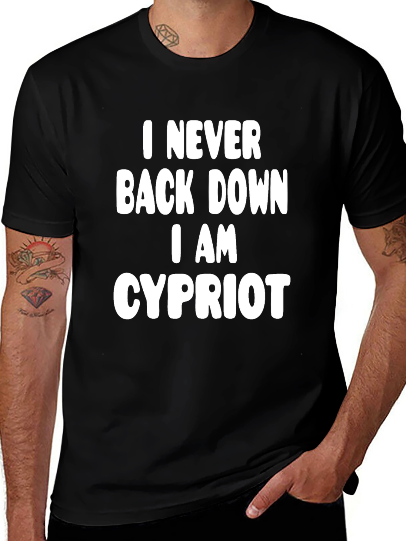 I Never Back Down Cypriot Black T-Shirt