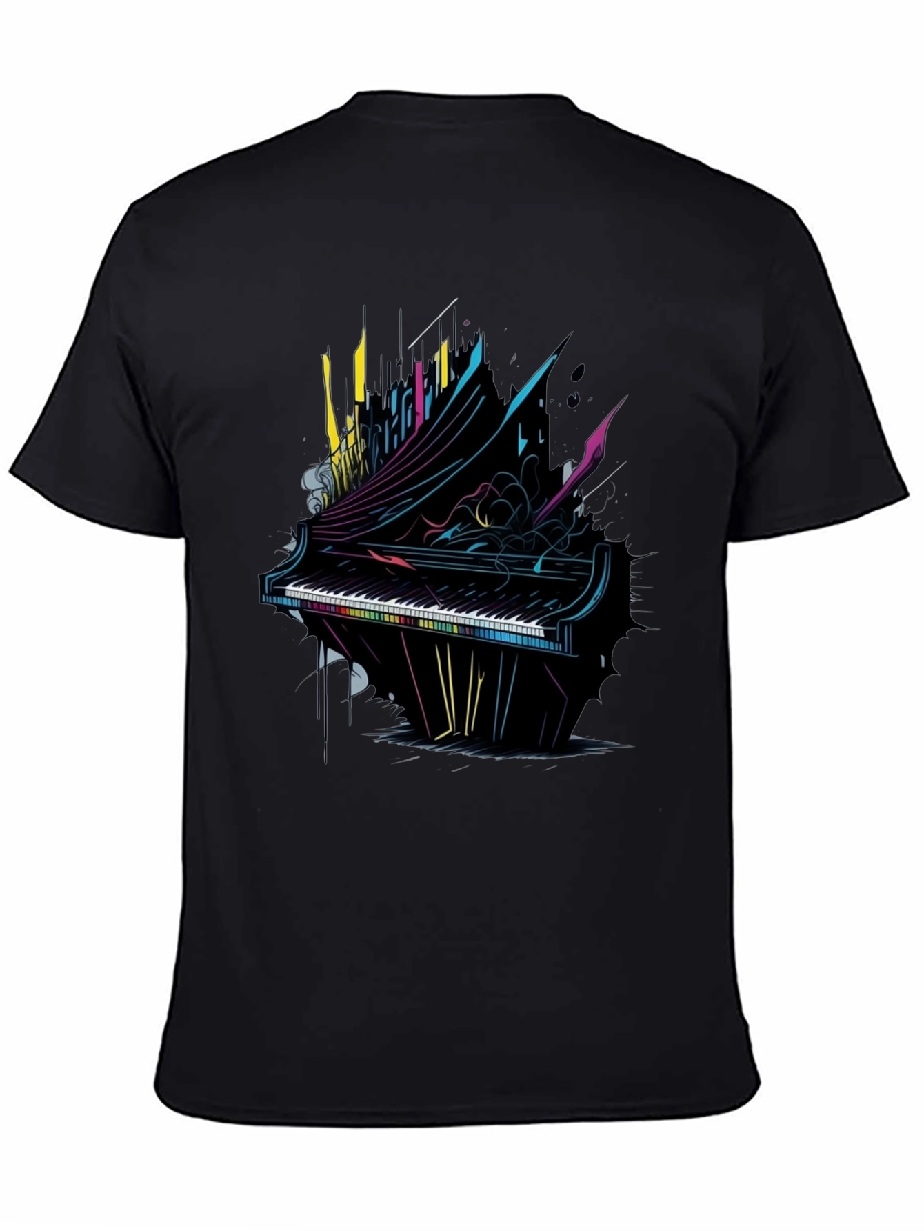 Abstract Piano Graphic T-Shirt - Musical Art Tee