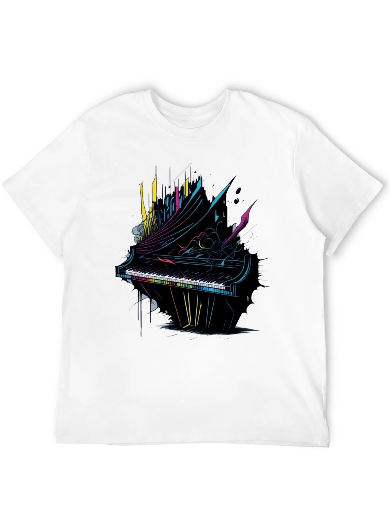 Abstract Piano Graphic T-Shirt - Musical Art Tee