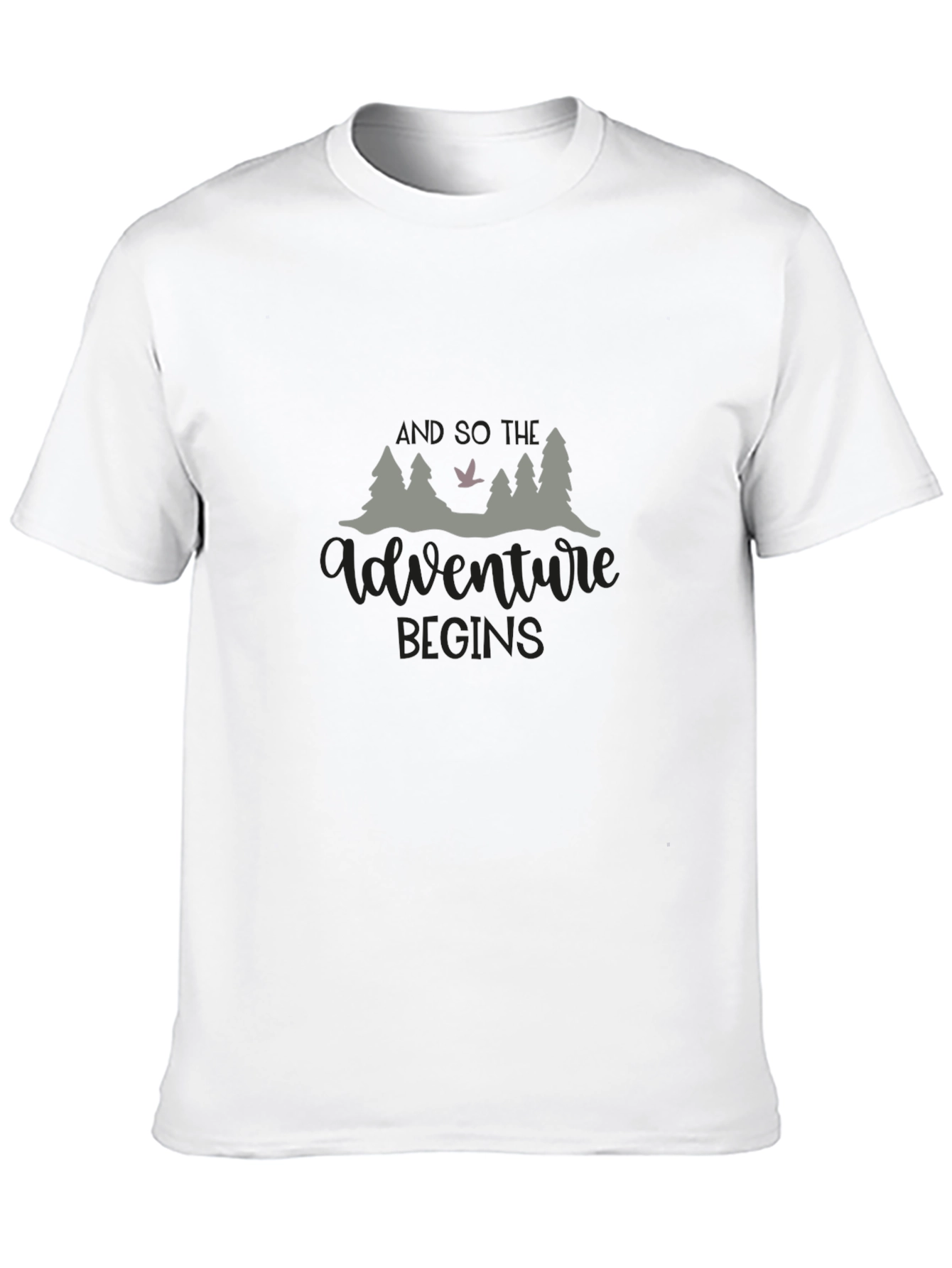 Adventure Begins Graphic Tee - Black Cotton Casual Shirt