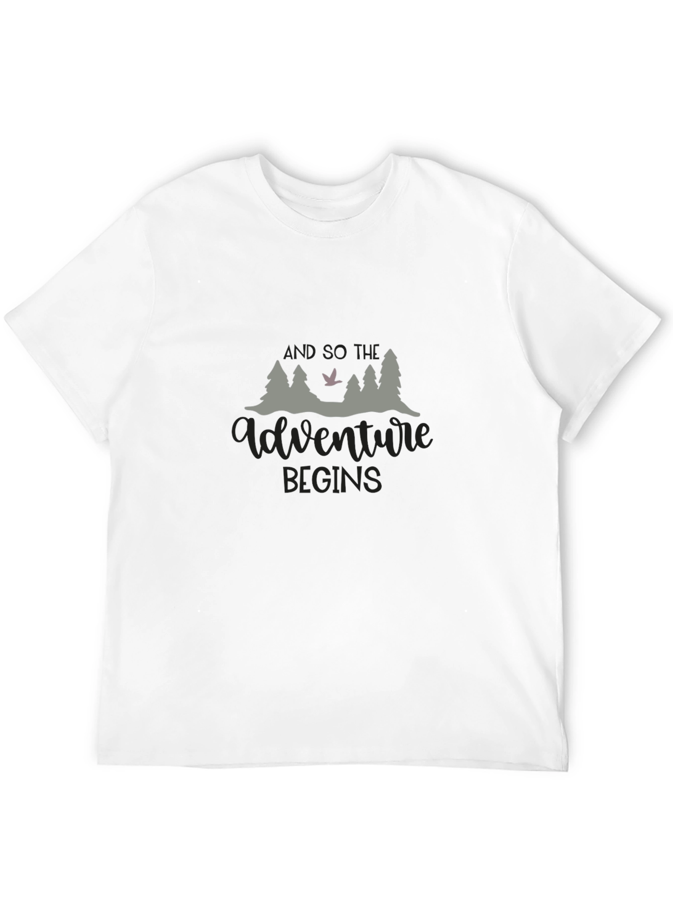 Adventure Begins Graphic Tee - Black Cotton Casual Shirt