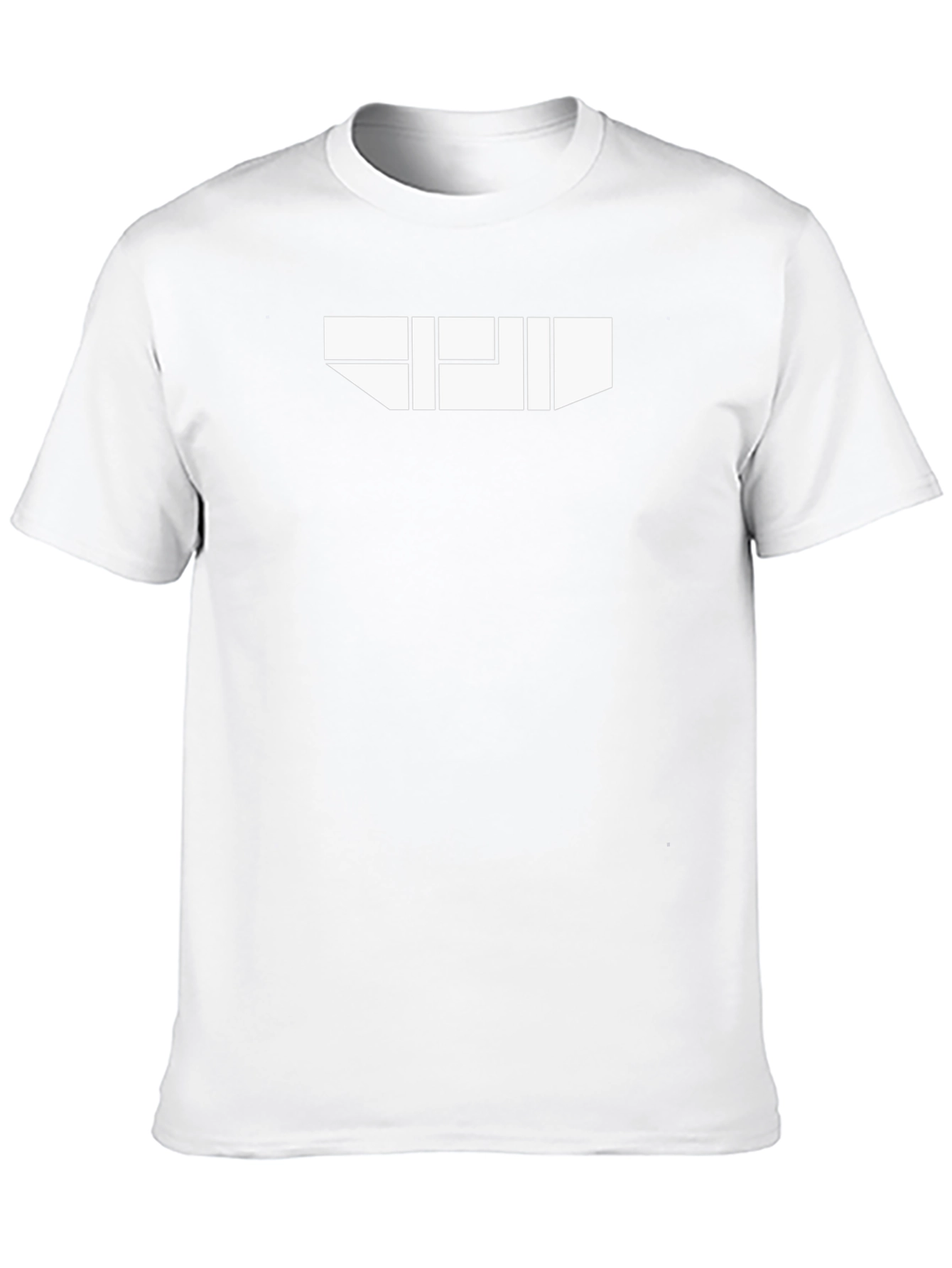Geometric White Graphic on Black T-Shirt