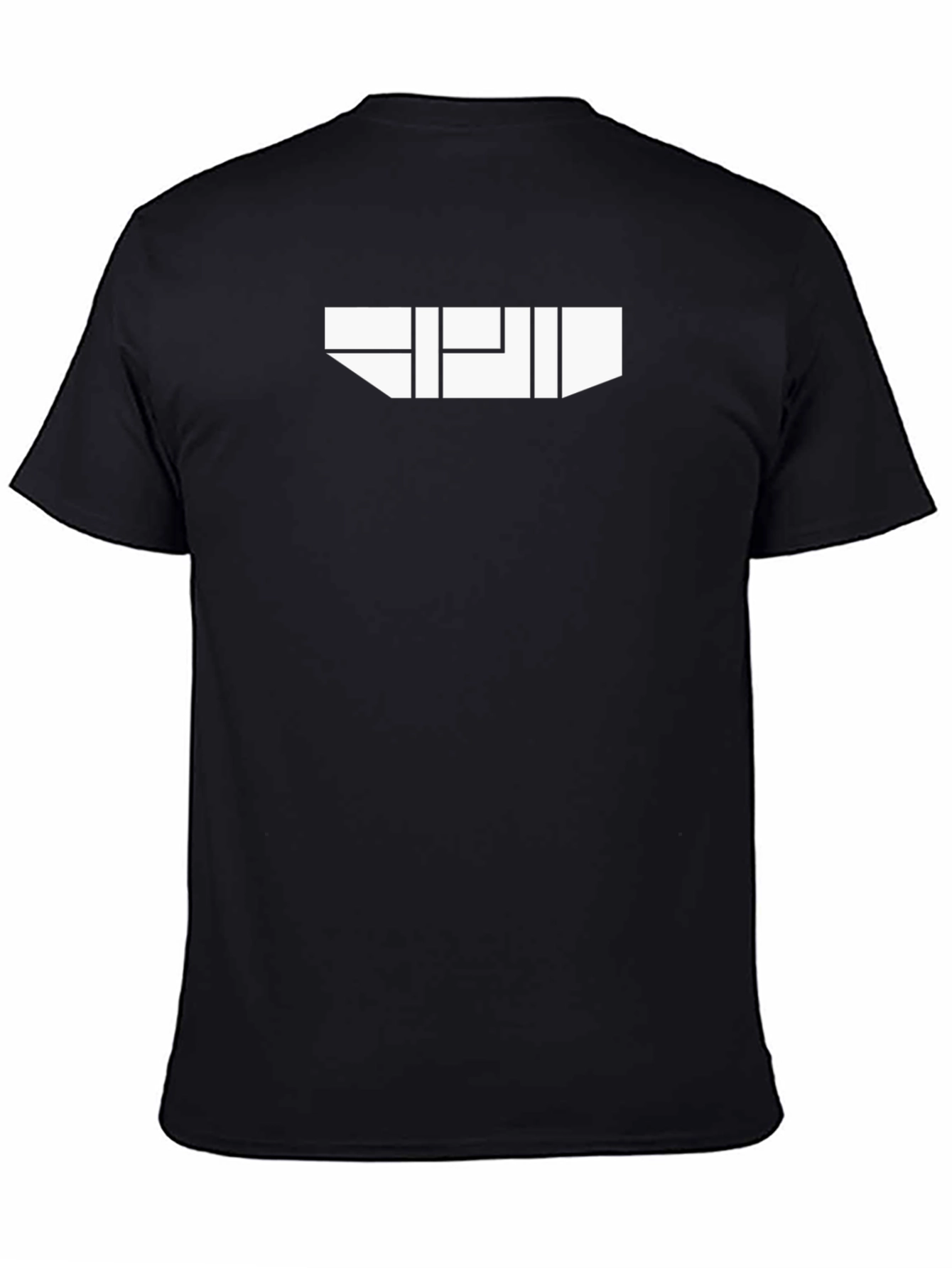 Geometric White Graphic on Black T-Shirt