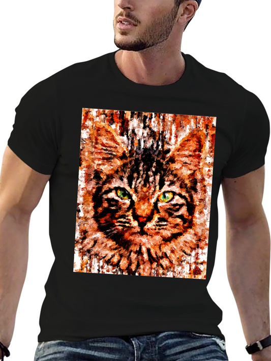 Abstract Cat Portrait Graphic T-Shirt