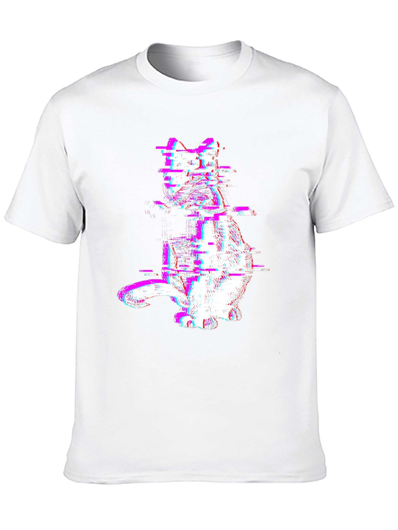 Glitch Cat Graphic Tee - Trendy Black T-Shirt