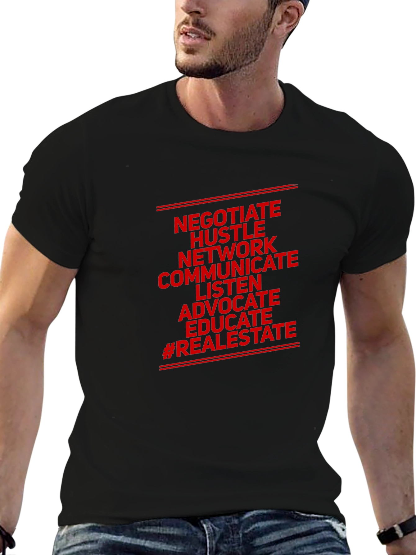 Real Estate Hustle Tee - Negotiate Network Communicate